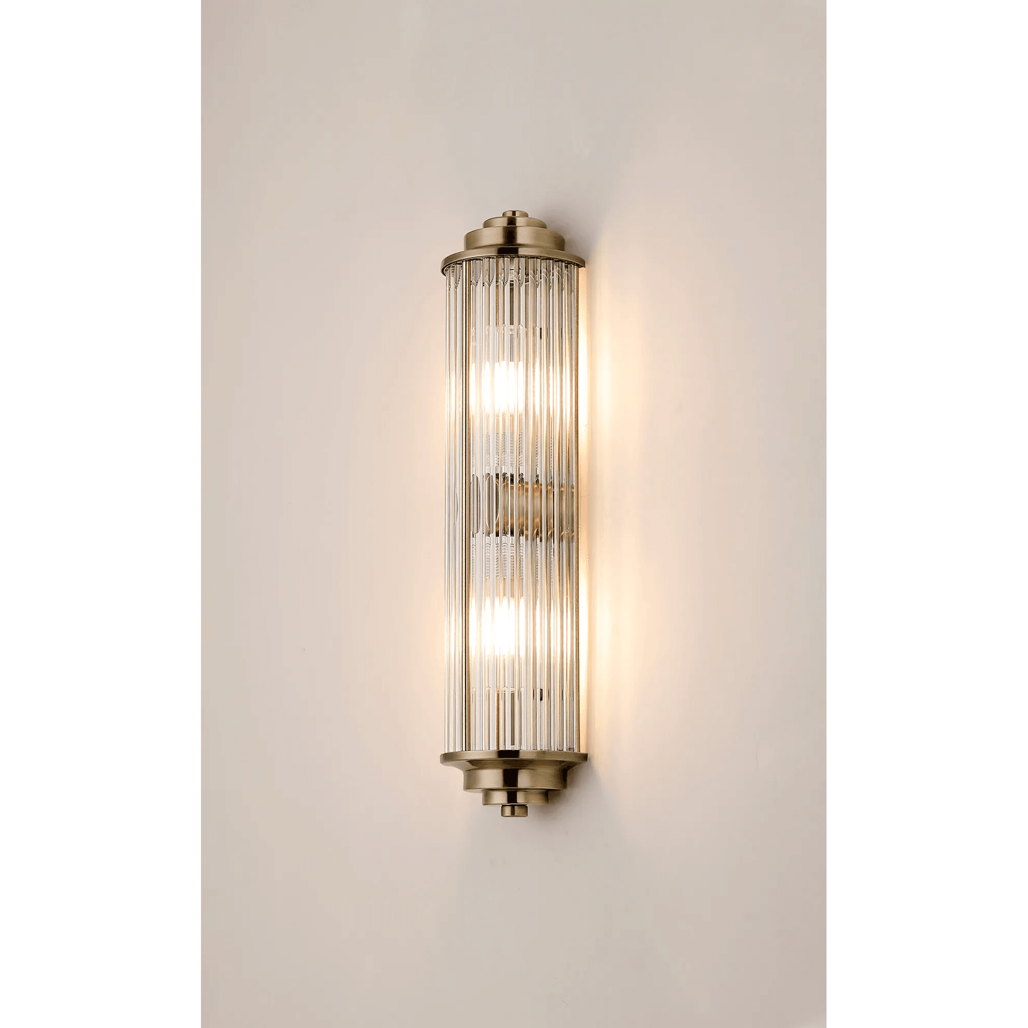 Fabula Wedgewood 2 Light Glass Rod Wall Light G9 IP44 - Antique Brass