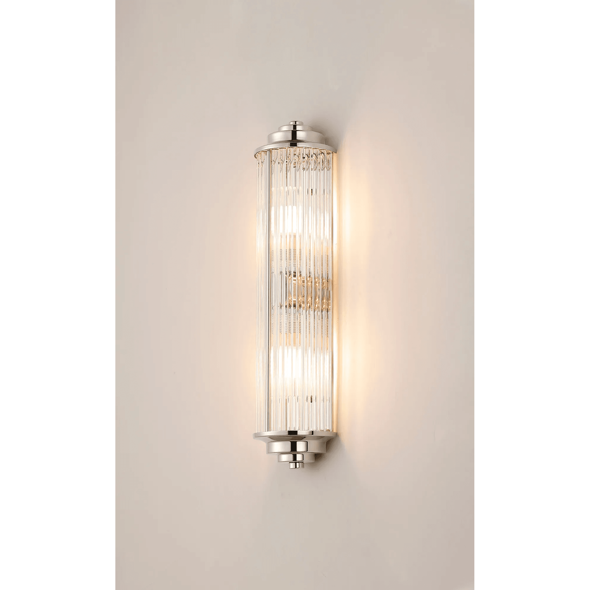 Fabula Wedgewood 2 Light Glass Rod Wall Light G9 IP44 - Polished Nickel