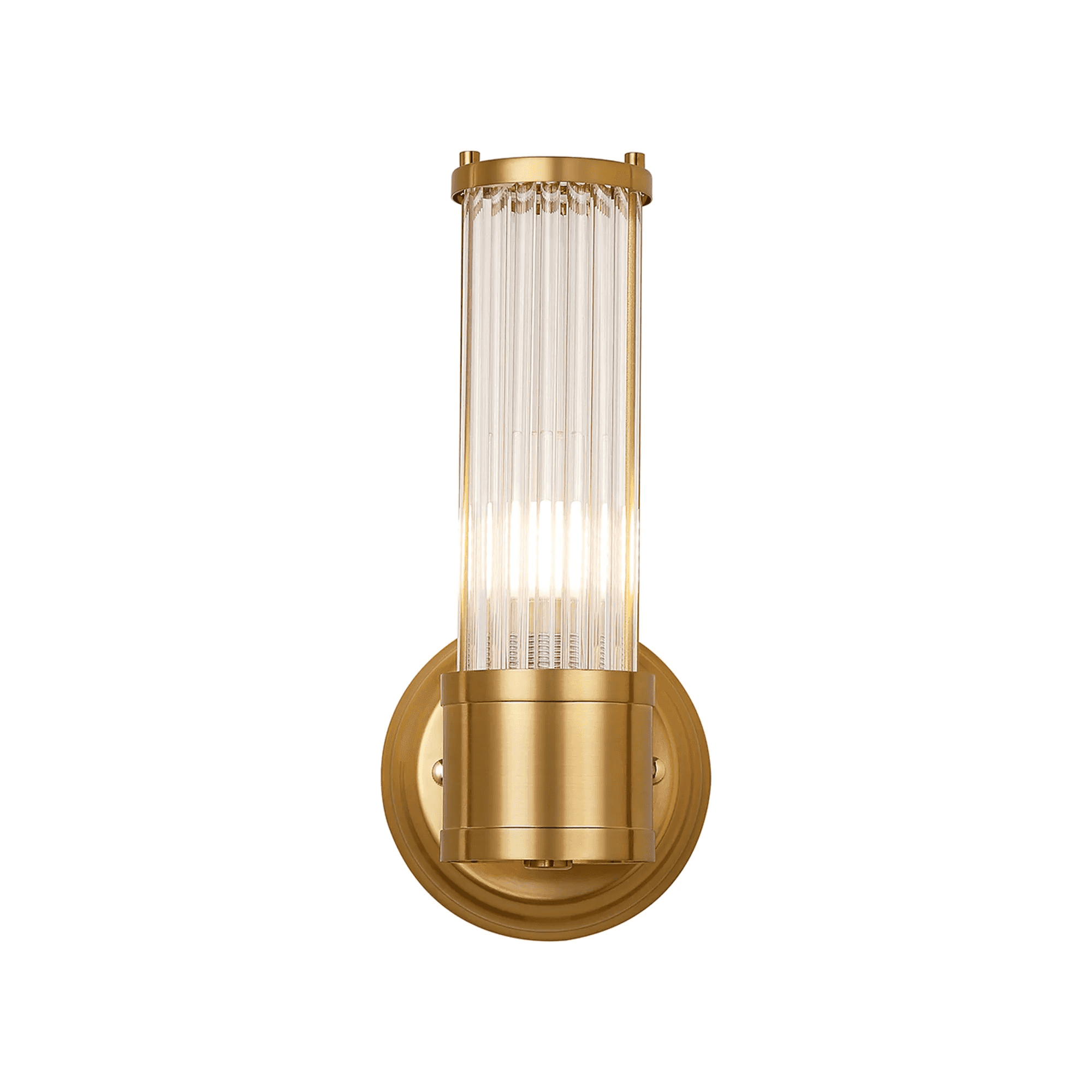 Fabula Wedgewood 1 Light Glass Rod Wall Bracket IP44 - Gold & Clear Glass