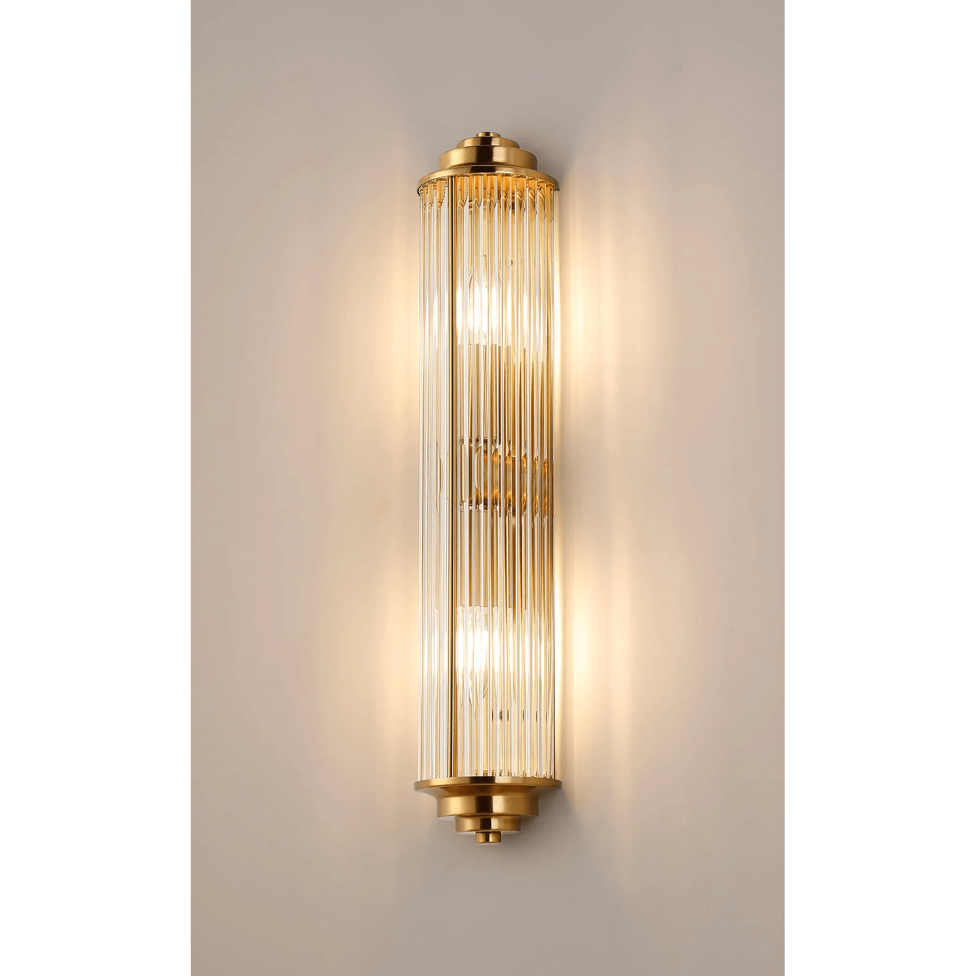 Fabula Wedgewood 2 Light Glass Rod E14 IP44 - Gold & Clear Glass