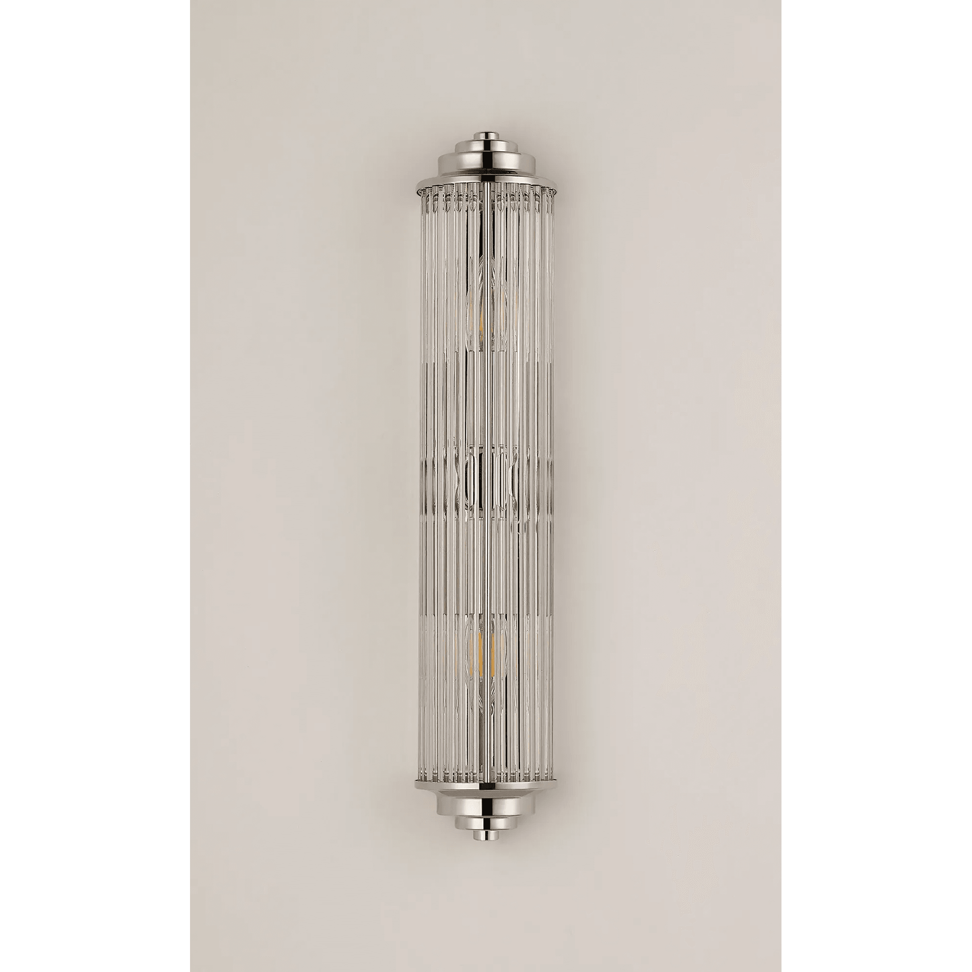 Fabula Wedgewood 2 Light Glass Rod E14 IP44 - Polished Nickel & Clear Glass