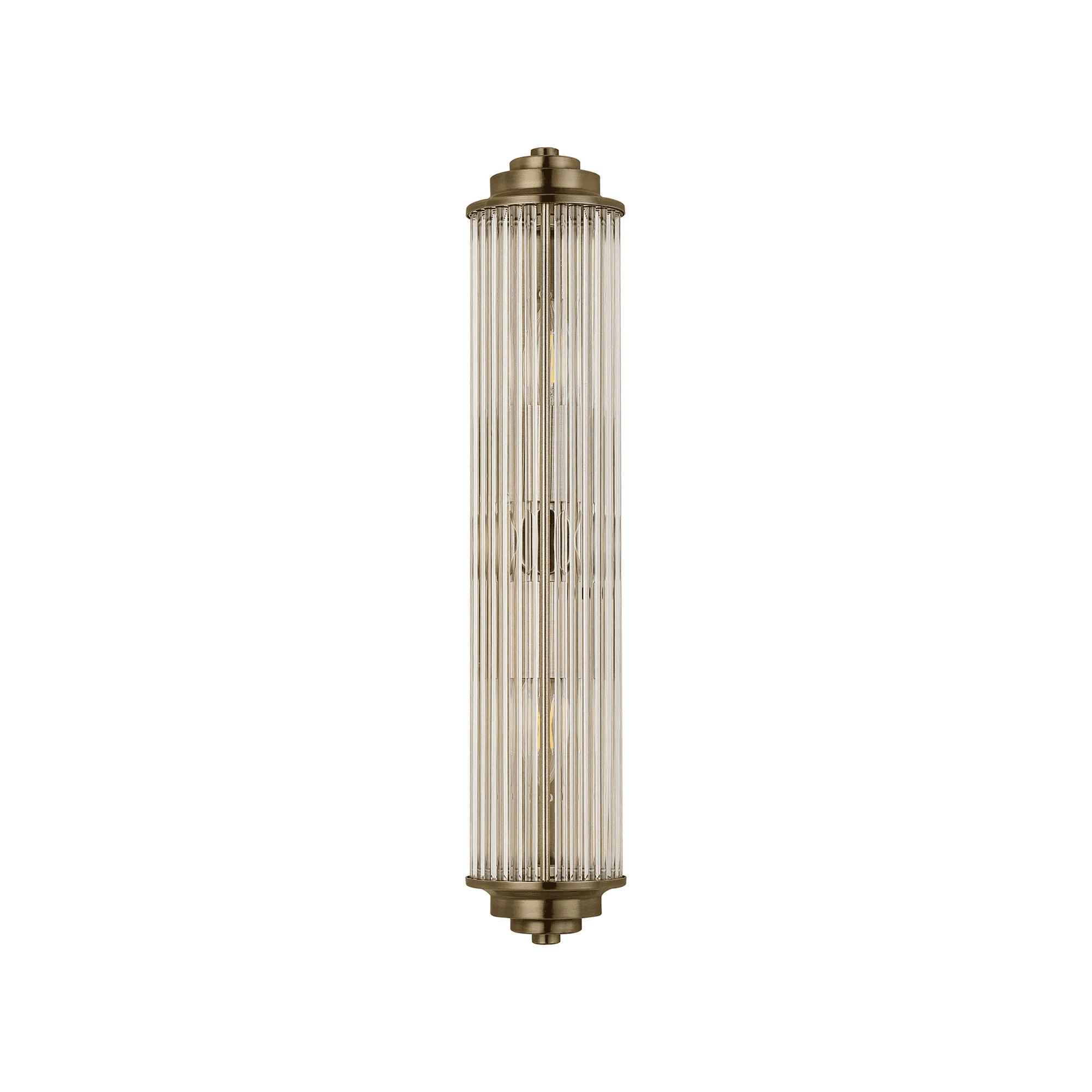 Fabula Wedgewood 2 Light Glass Rod E14 IP44 - Antique Brass & Clear Glass