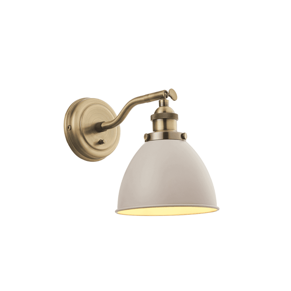 Endon Franklin Single Light Wall Light - Taupe & Antique Brass Plate