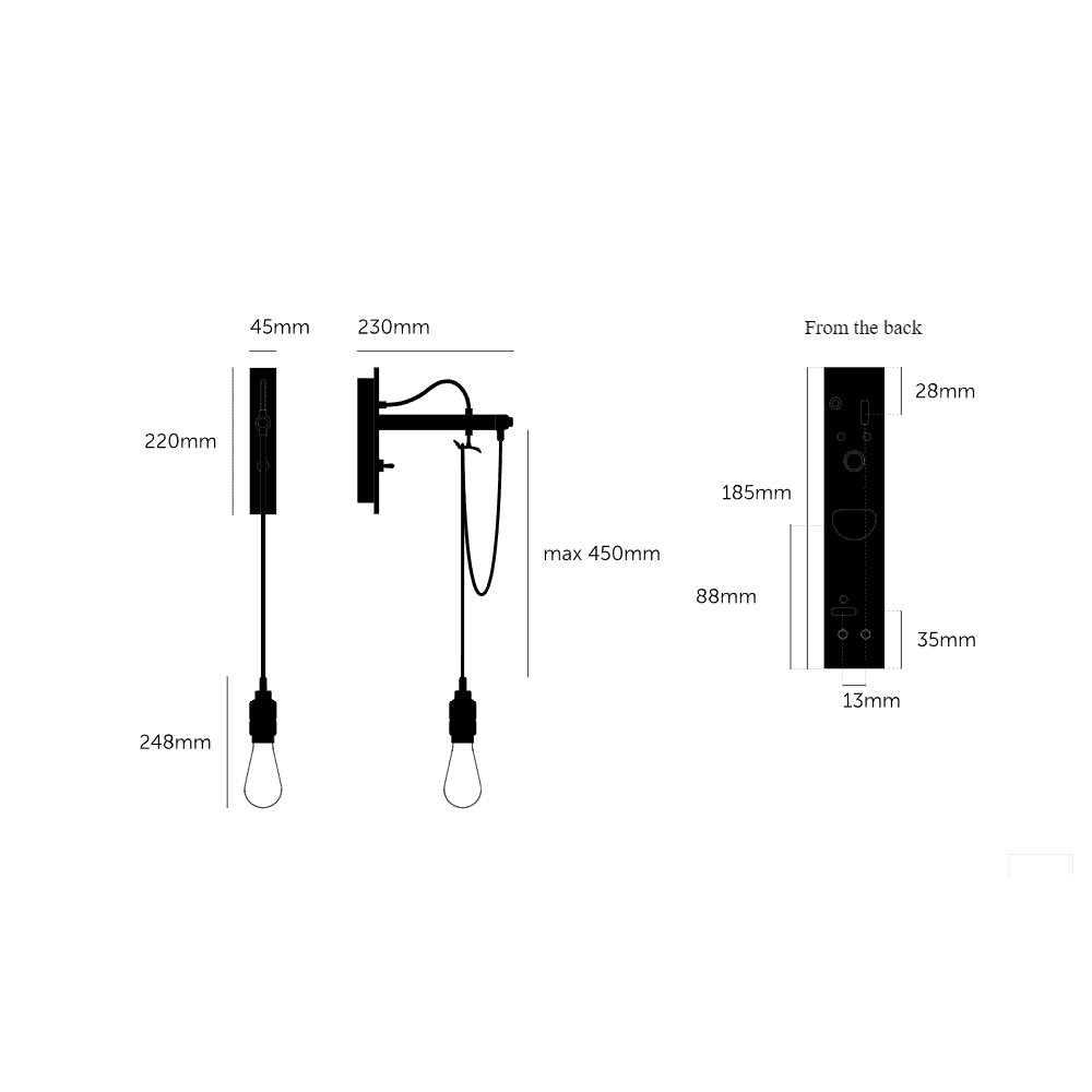 Buster + Punch Hooked Wall Light - Nude - Graphite