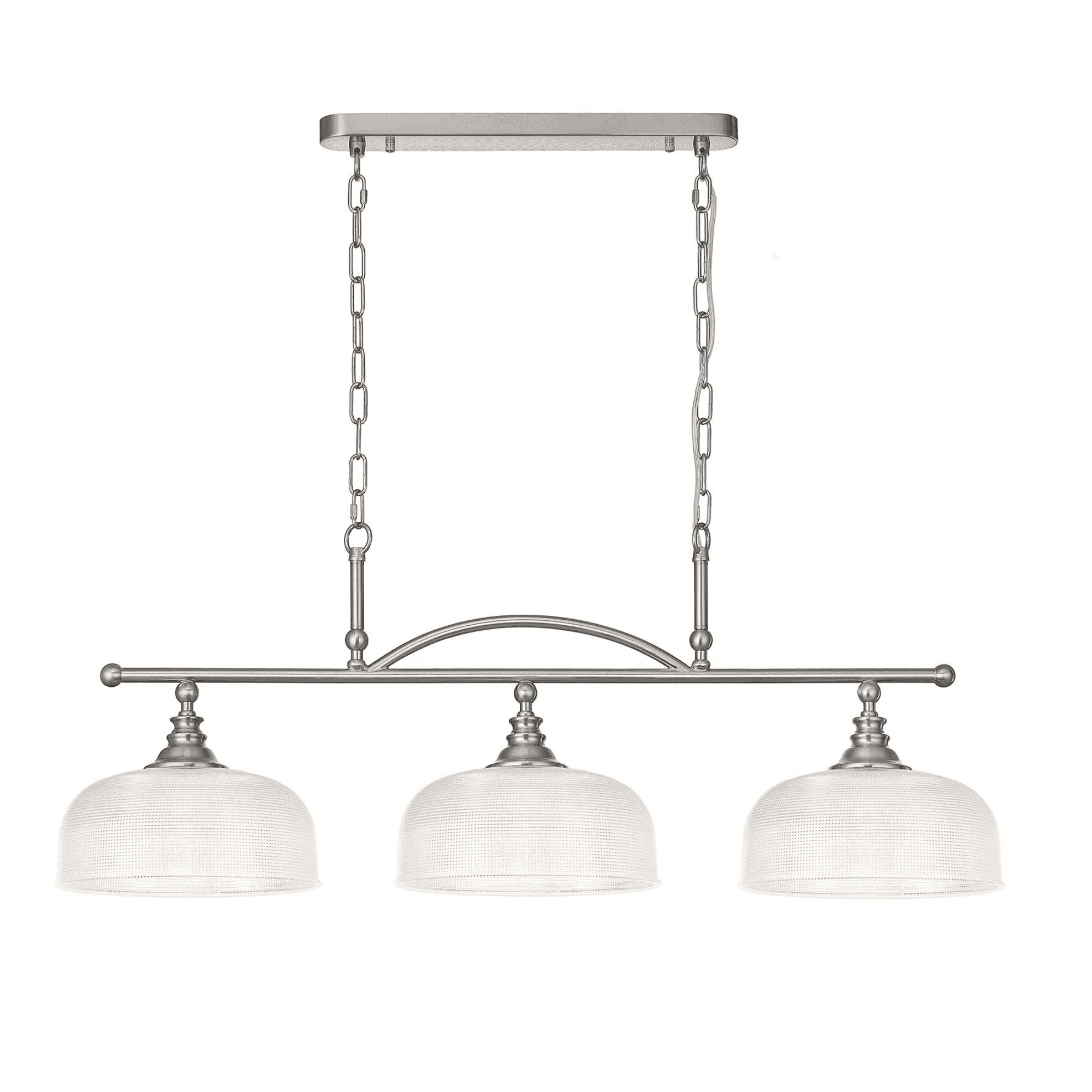 Fabula Maida 3 Light Linear Semi-Flush/Pendant - Satin Nickel & Clear Glass