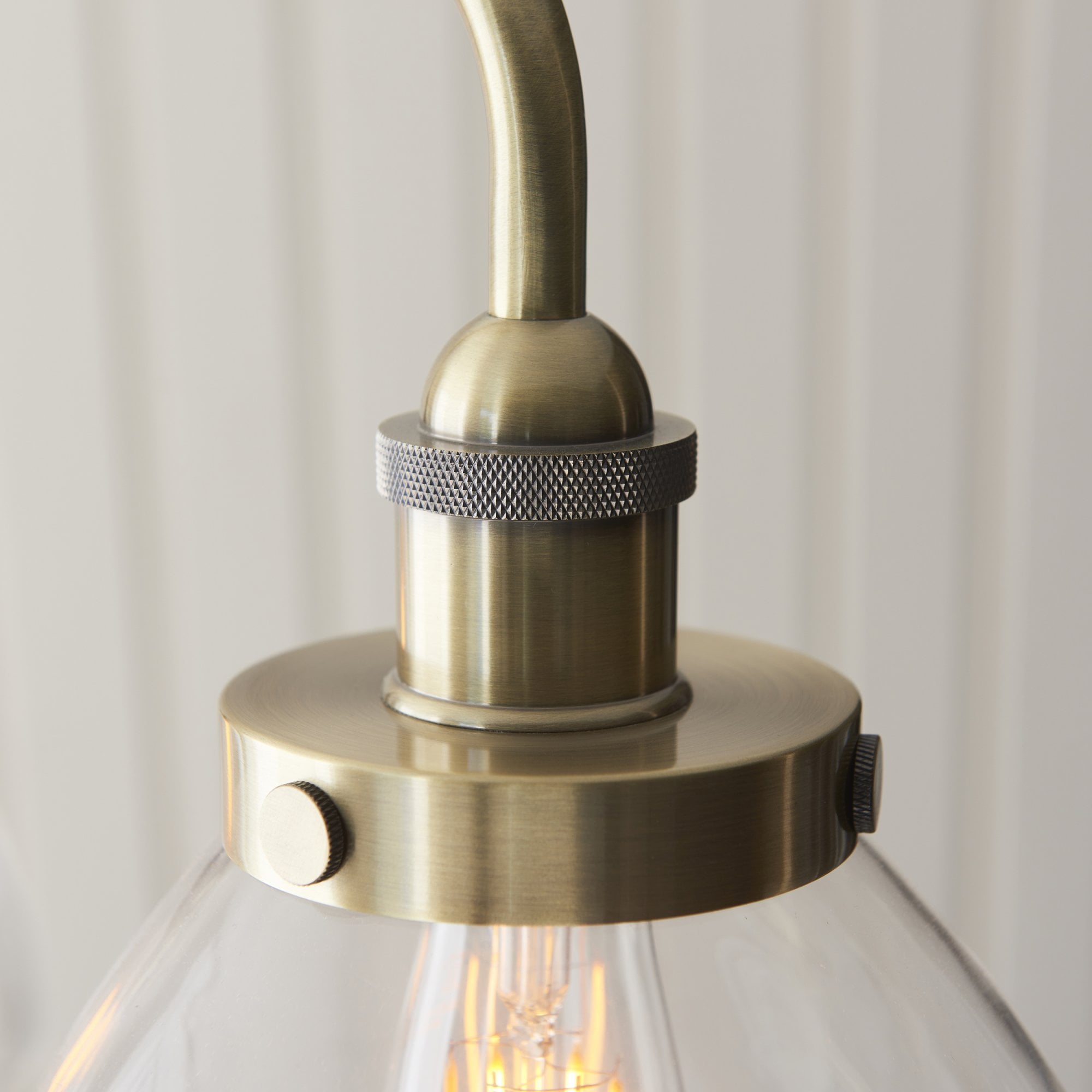 Endon Hansen 3 Light Pendant - Antique Brass Plate & Clear Glass