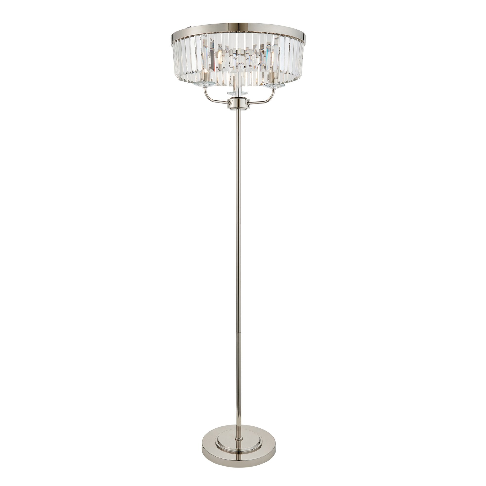Utopia Martini 3 Light Floor Lamp - Bright Nickel & Clear Cut Glass