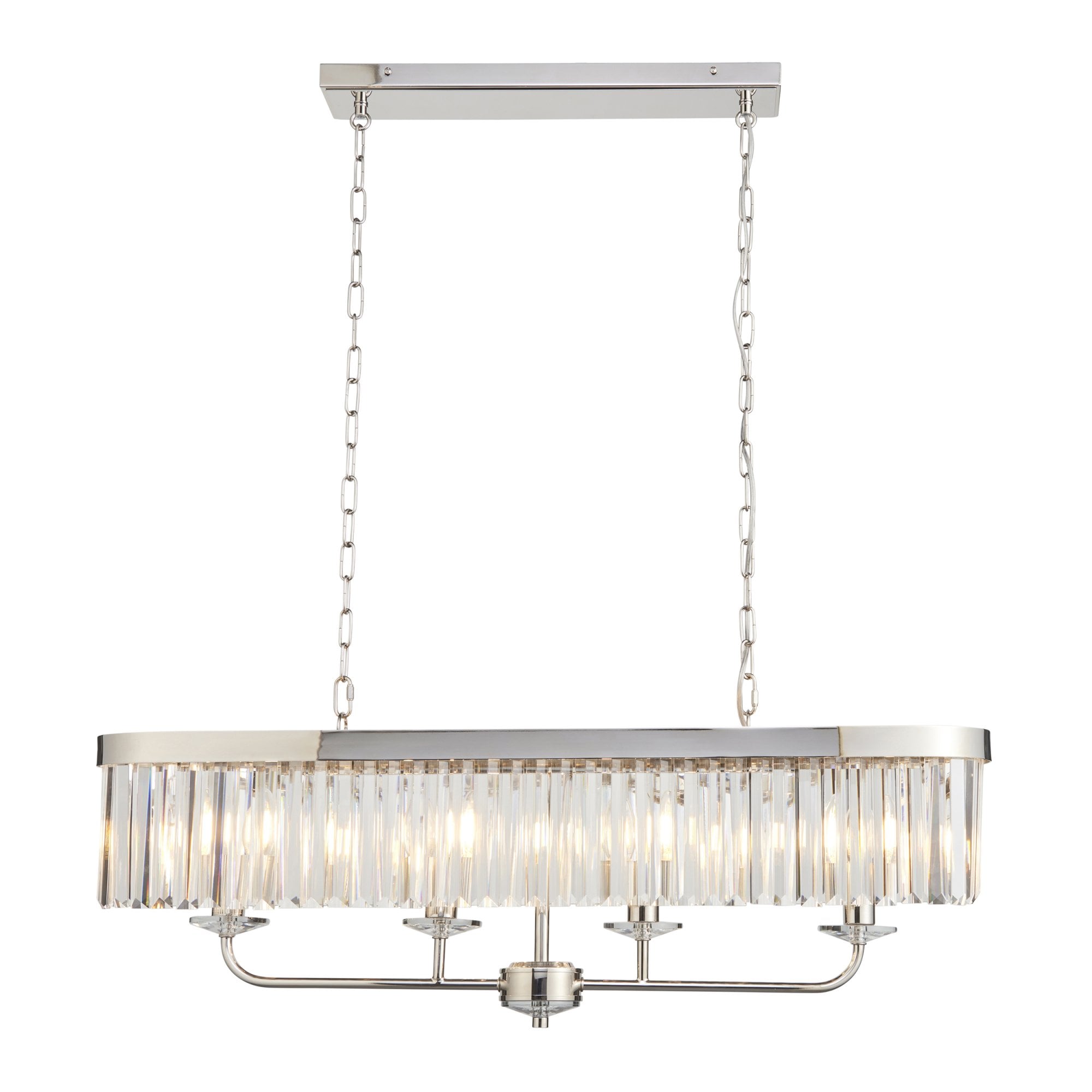 Utopia Martini 4 Light Linear Ceiling Pendant - Bright Nickel & Clear Cut Glass