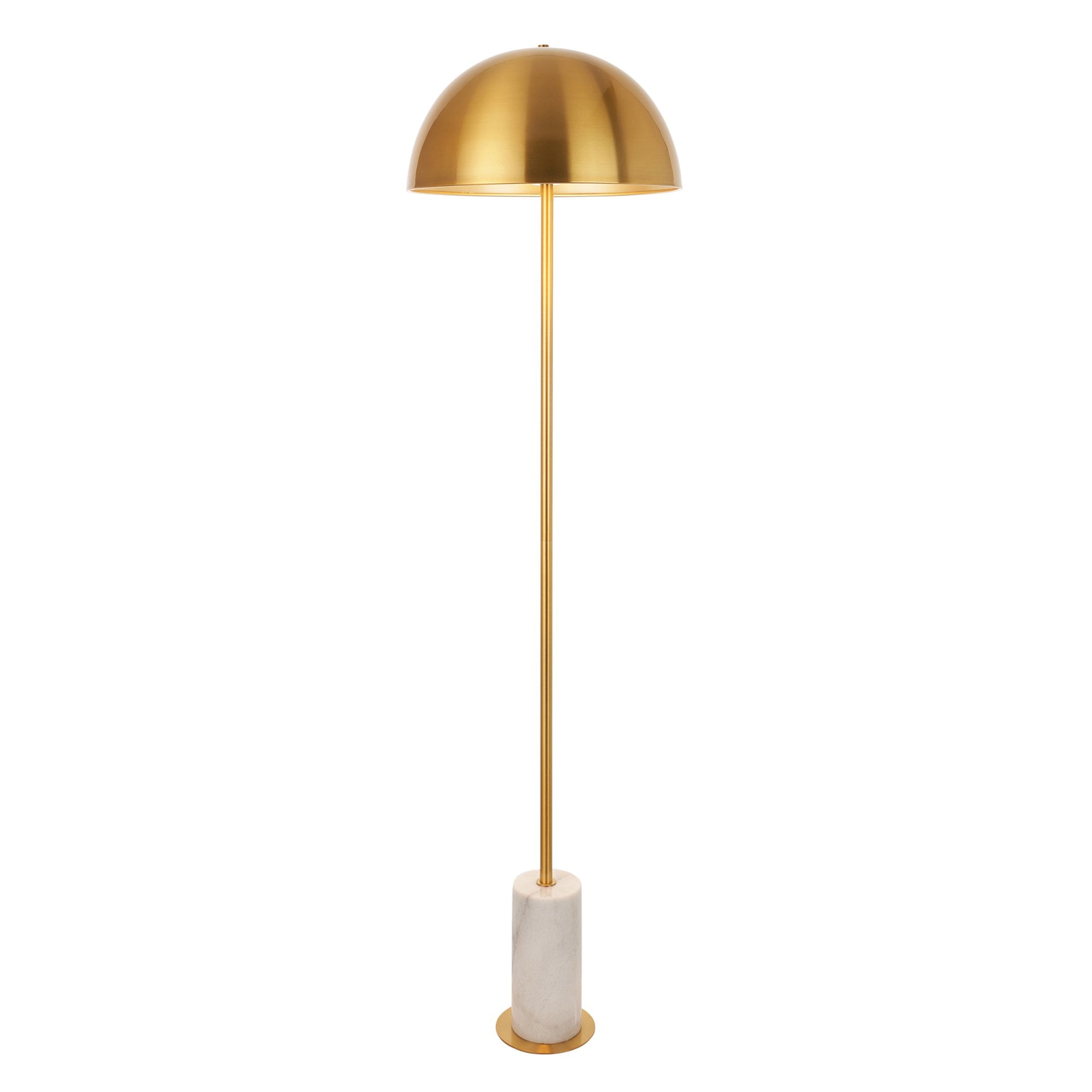 Utopia Parasol Single Floor Lamp - Brushed Aged Brass & White Marble