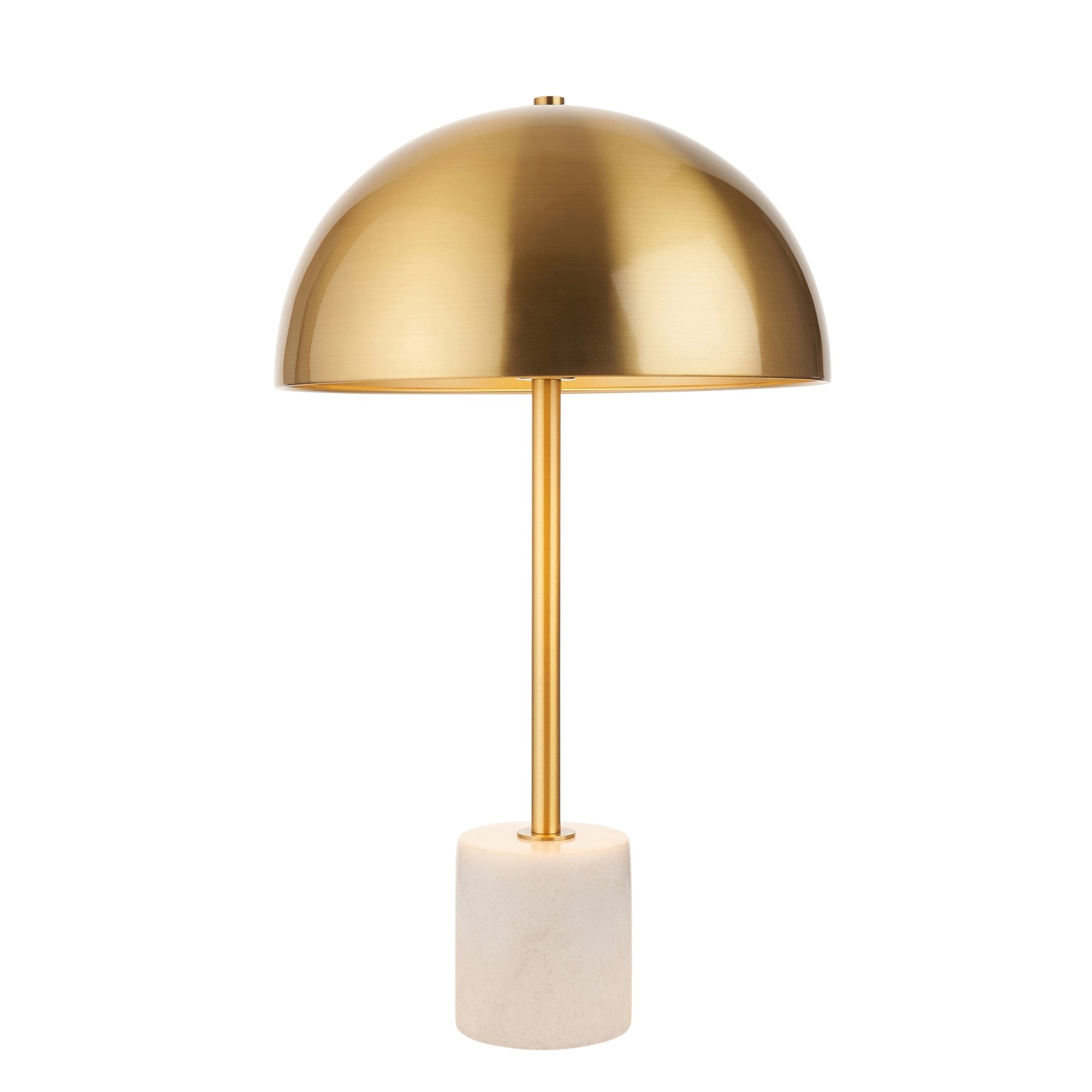 Utopia Parasol Single Table Lamp - Brushed Aged Brass & White Marble