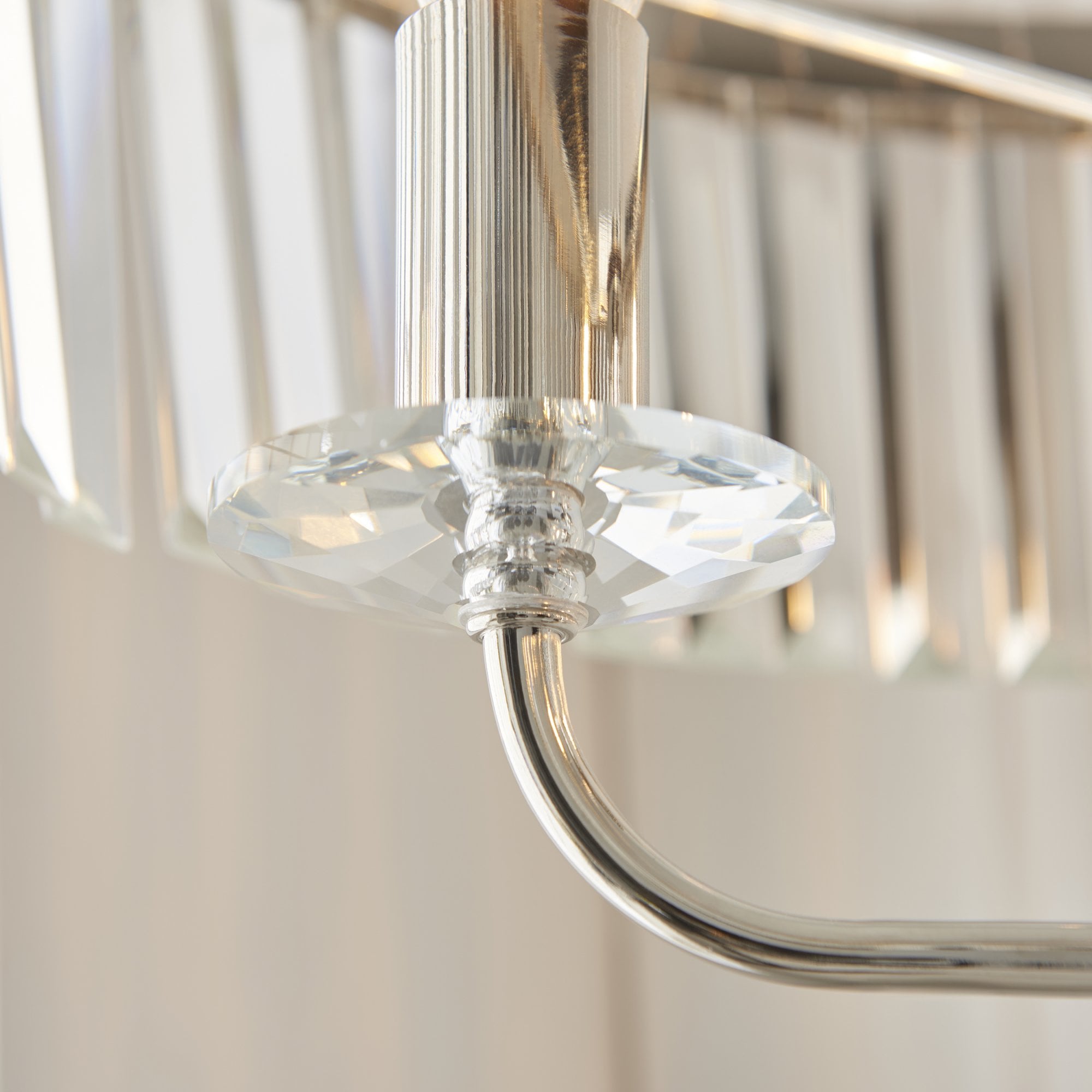 Utopia Martini 3 Light Floor Lamp - Bright Nickel & Clear Cut Glass