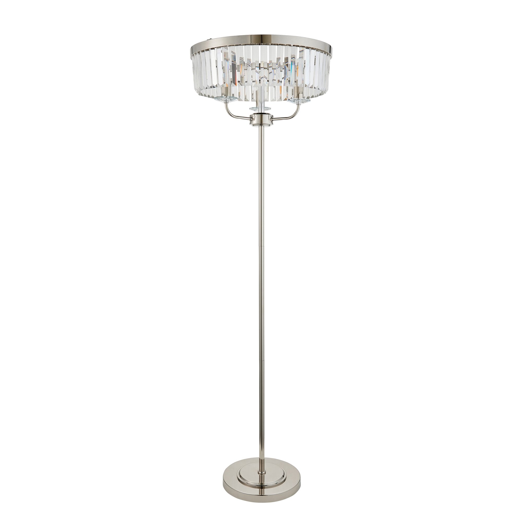 Utopia Martini 3 Light Floor Lamp - Bright Nickel & Clear Cut Glass