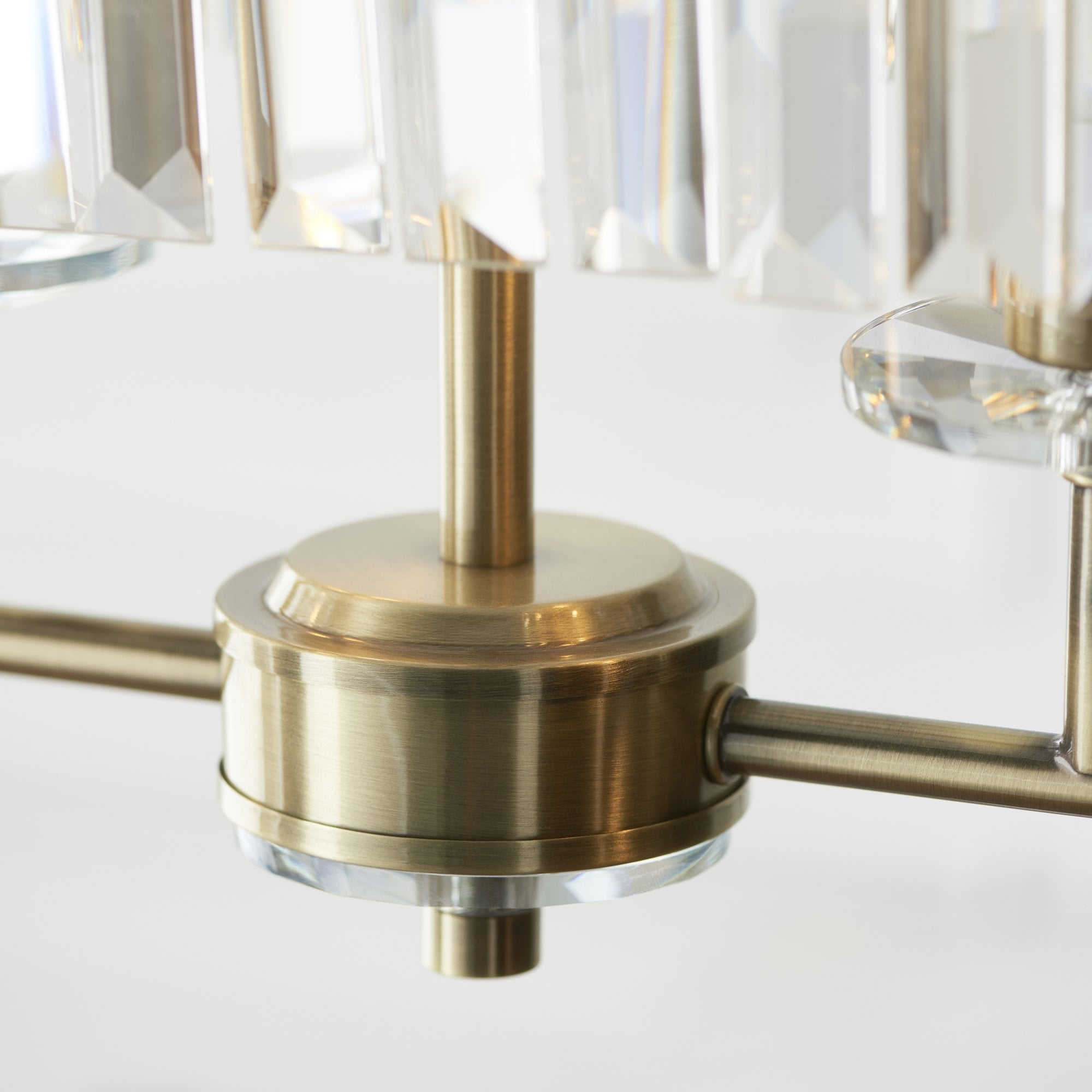 Utopia Martini 4 Light Linear Ceiling Pendant - Antique Brass & Clear Cut Glass