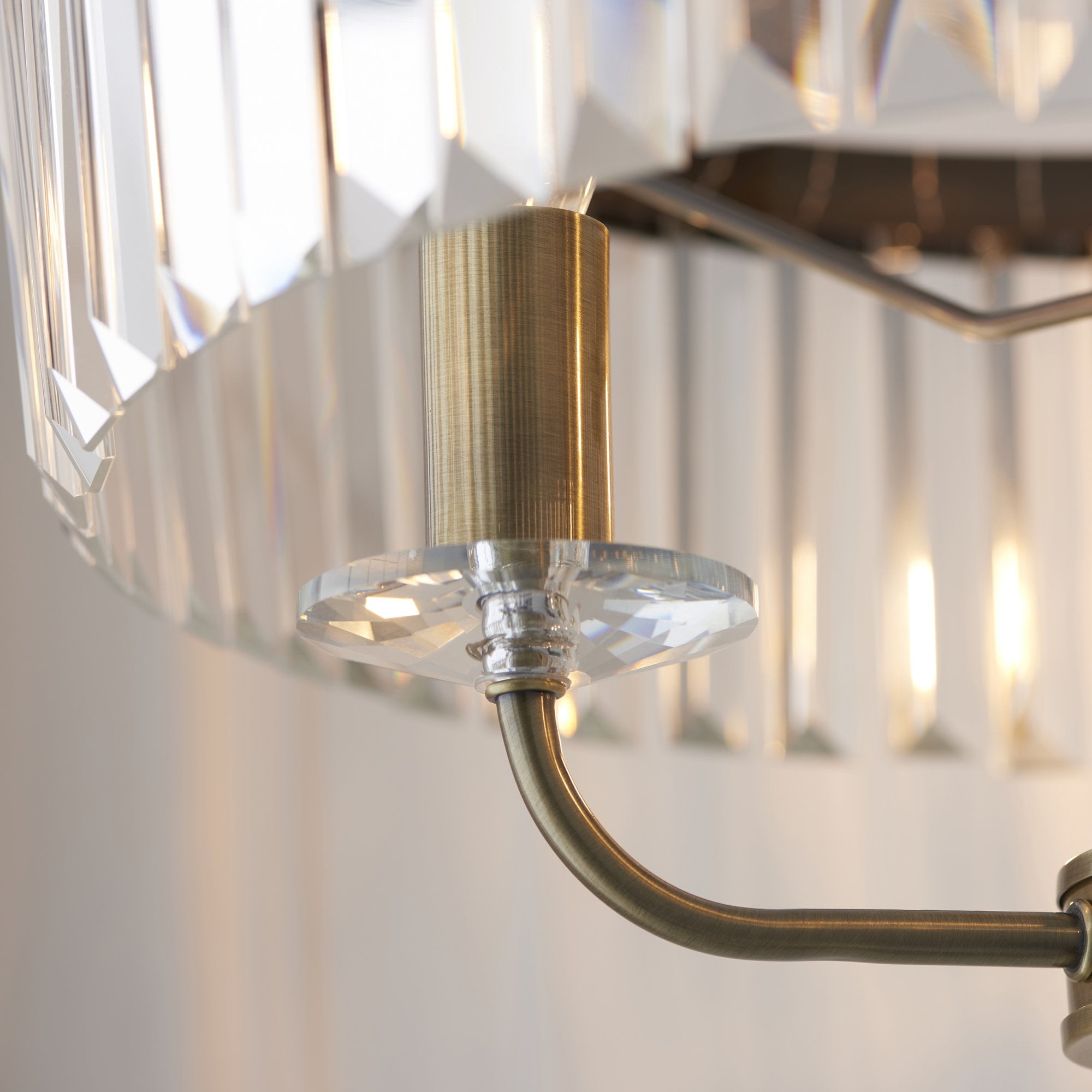 Utopia Martini 3 Light Floor Lamp - Antique Brass & Clear Cut Glass