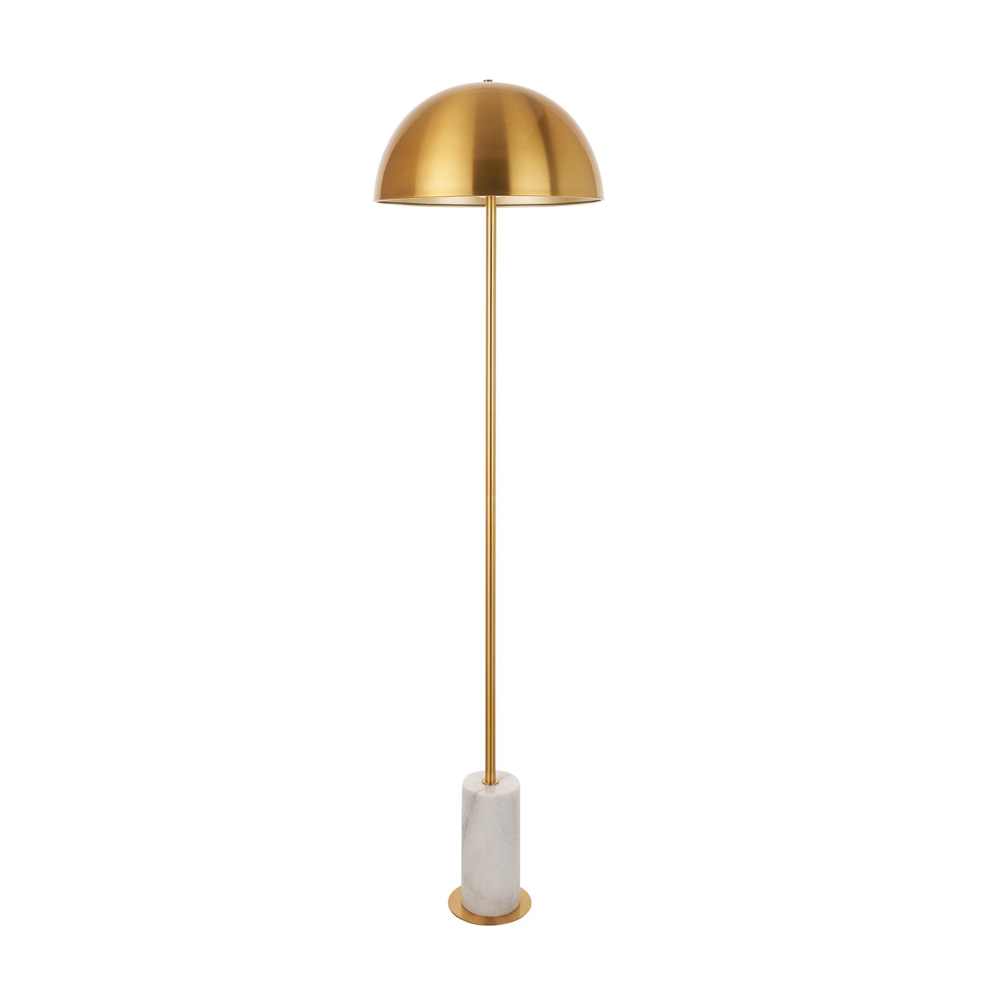 Utopia Parasol Single Floor Lamp - Brushed Aged Brass & White Marble