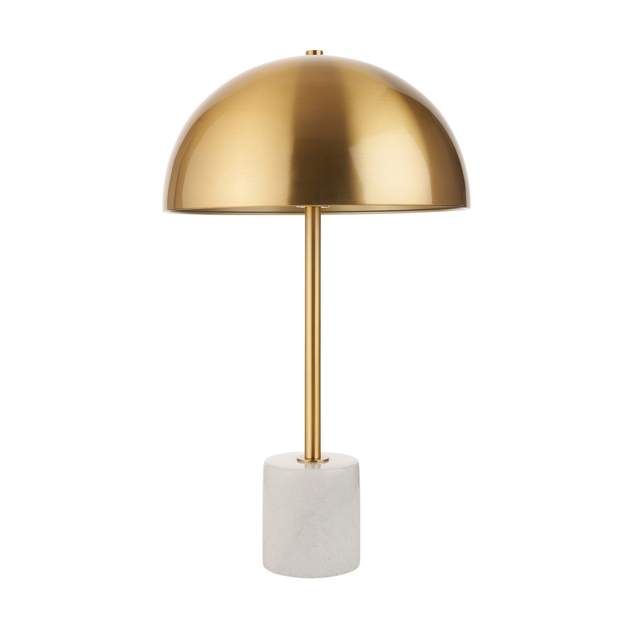 Utopia Parasol Single Table Lamp - Brushed Aged Brass & White Marble