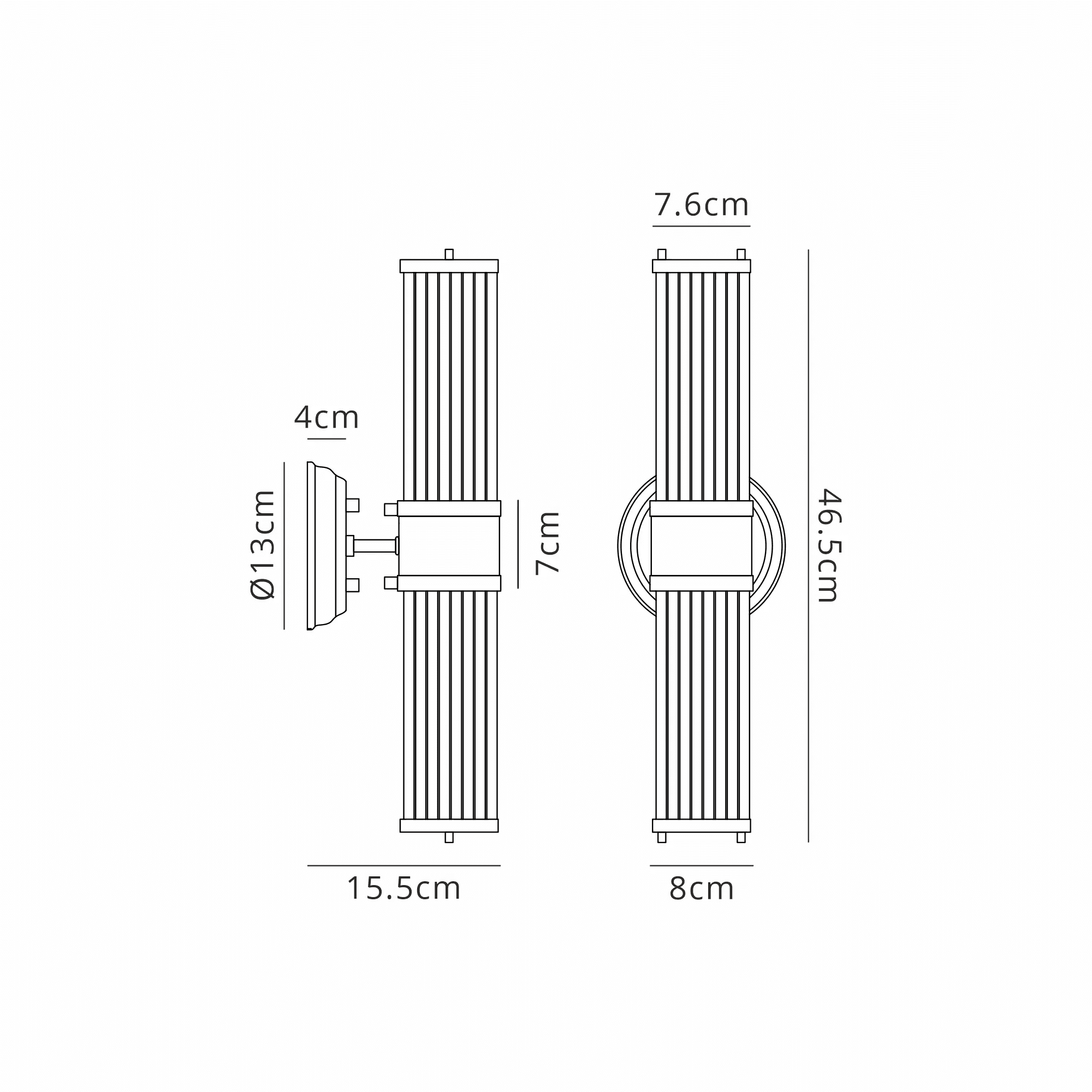 Fabula Wedgewood 2 Light Glass Rod Wall Up & Down Light - Bronze