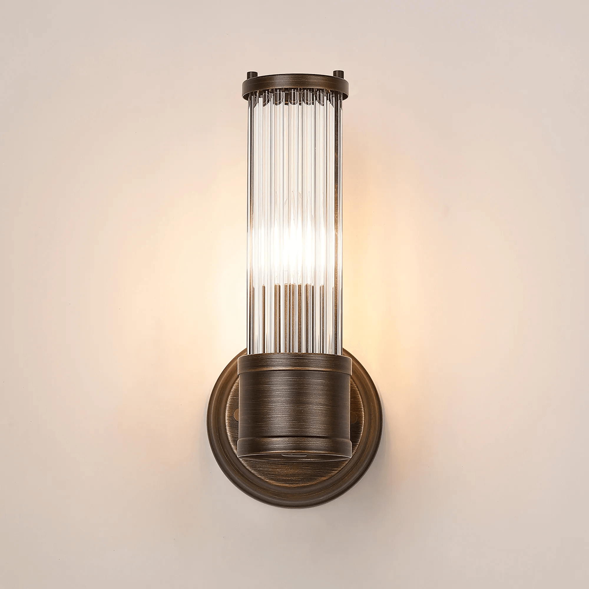 Fabula Wedgewood 1 Light Glass Rod Wall Bracket IP44 - Bronze