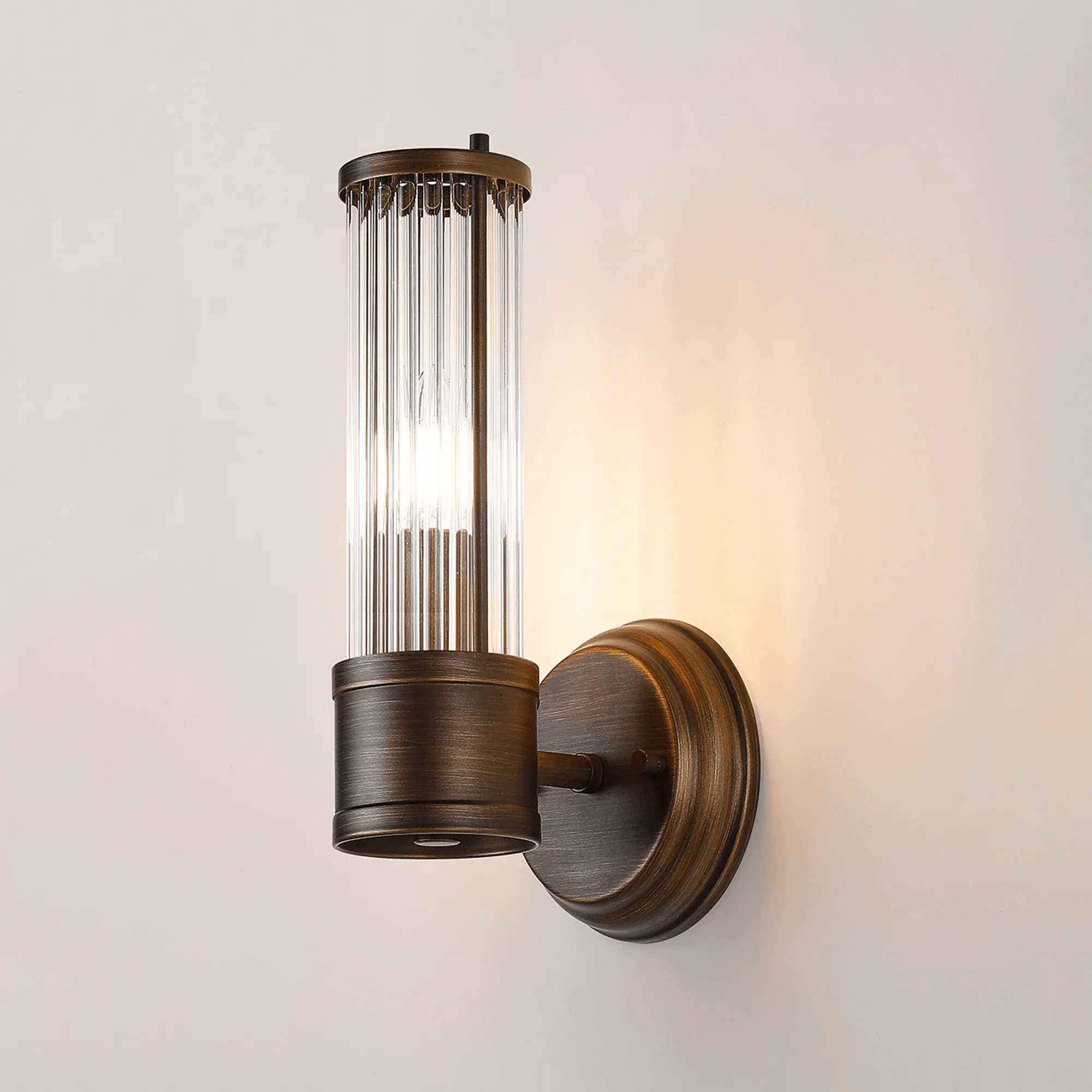 Fabula Wedgewood 1 Light Glass Rod Wall Bracket IP44 - Bronze