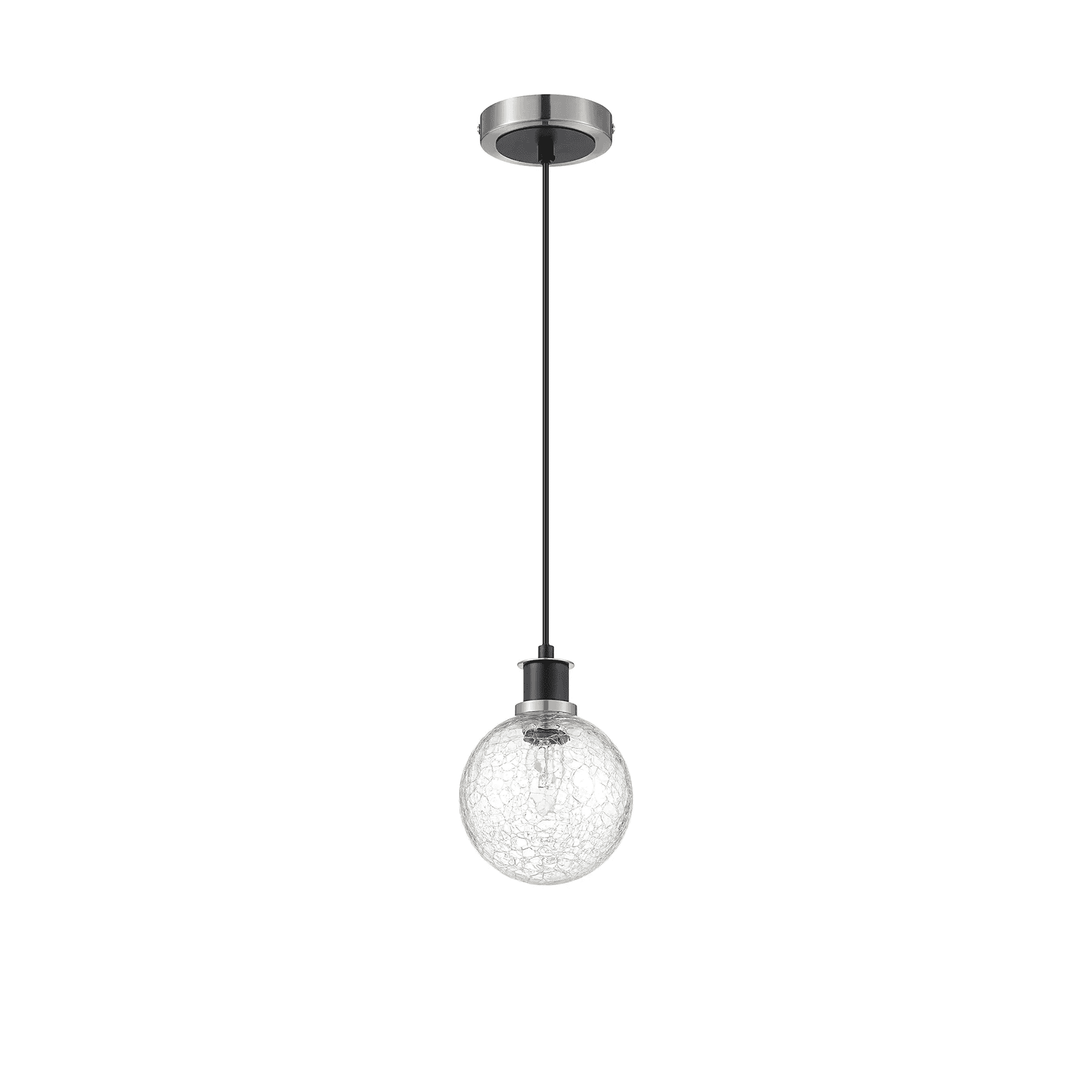 Fabula Devon 1.3m Glass Shade Pendant - Satin Nickel & Satin Black