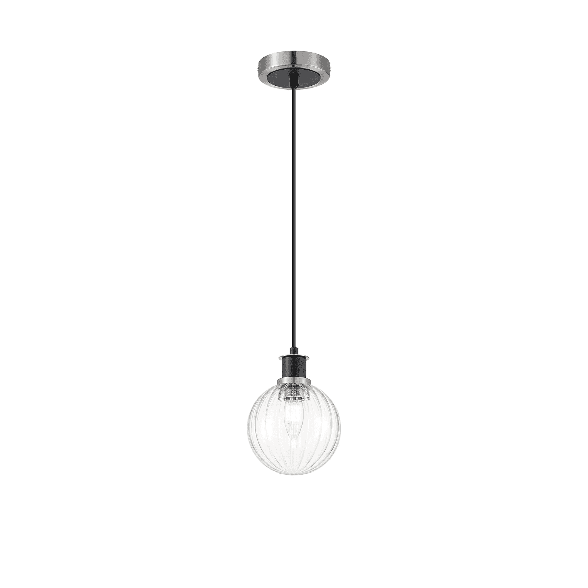 Fabula Devon 1.3m Glass Shade Pendant - Satin Nickel & Satin Black
