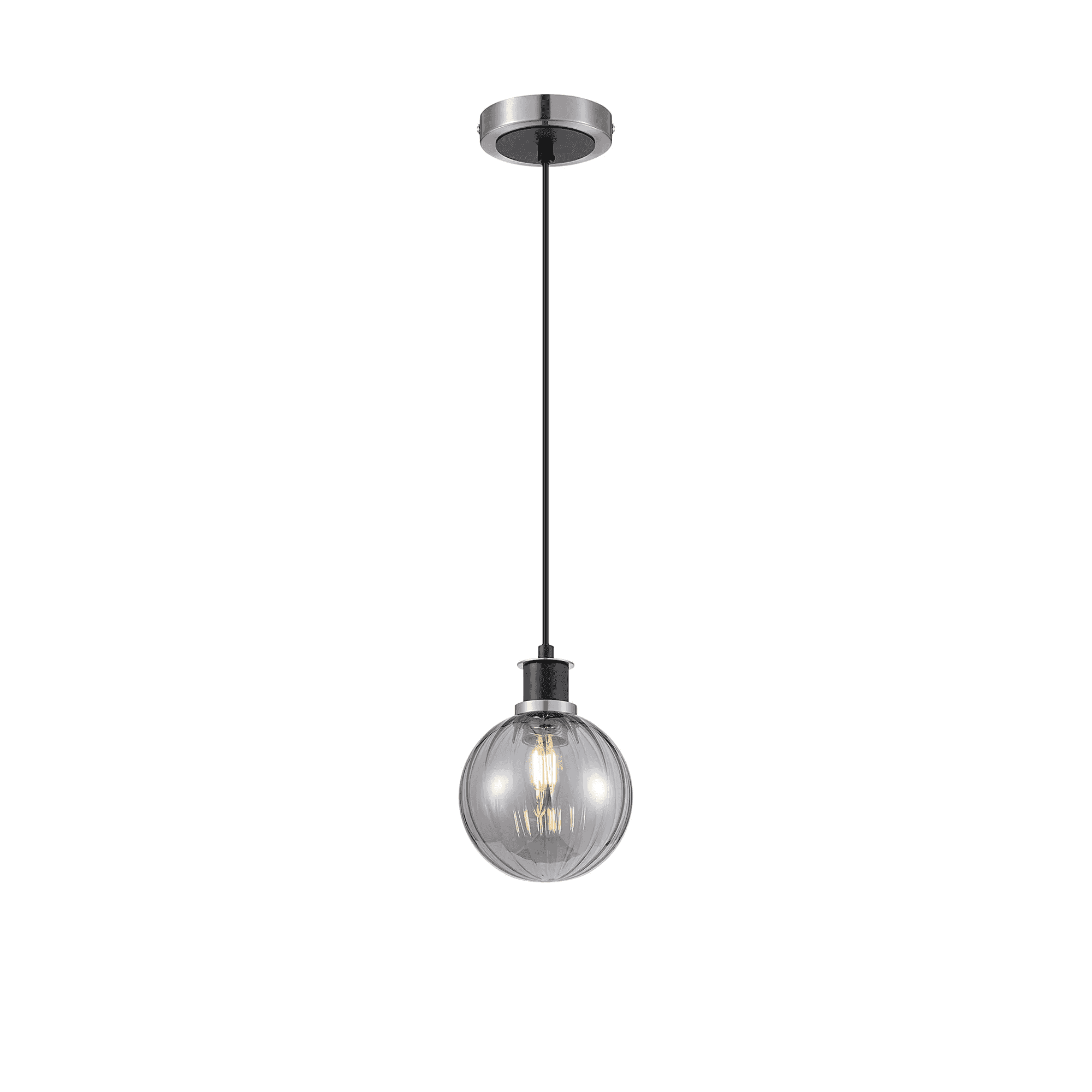 Fabula Devon 1.3m Glass Shade Pendant - Satin Nickel & Satin Black