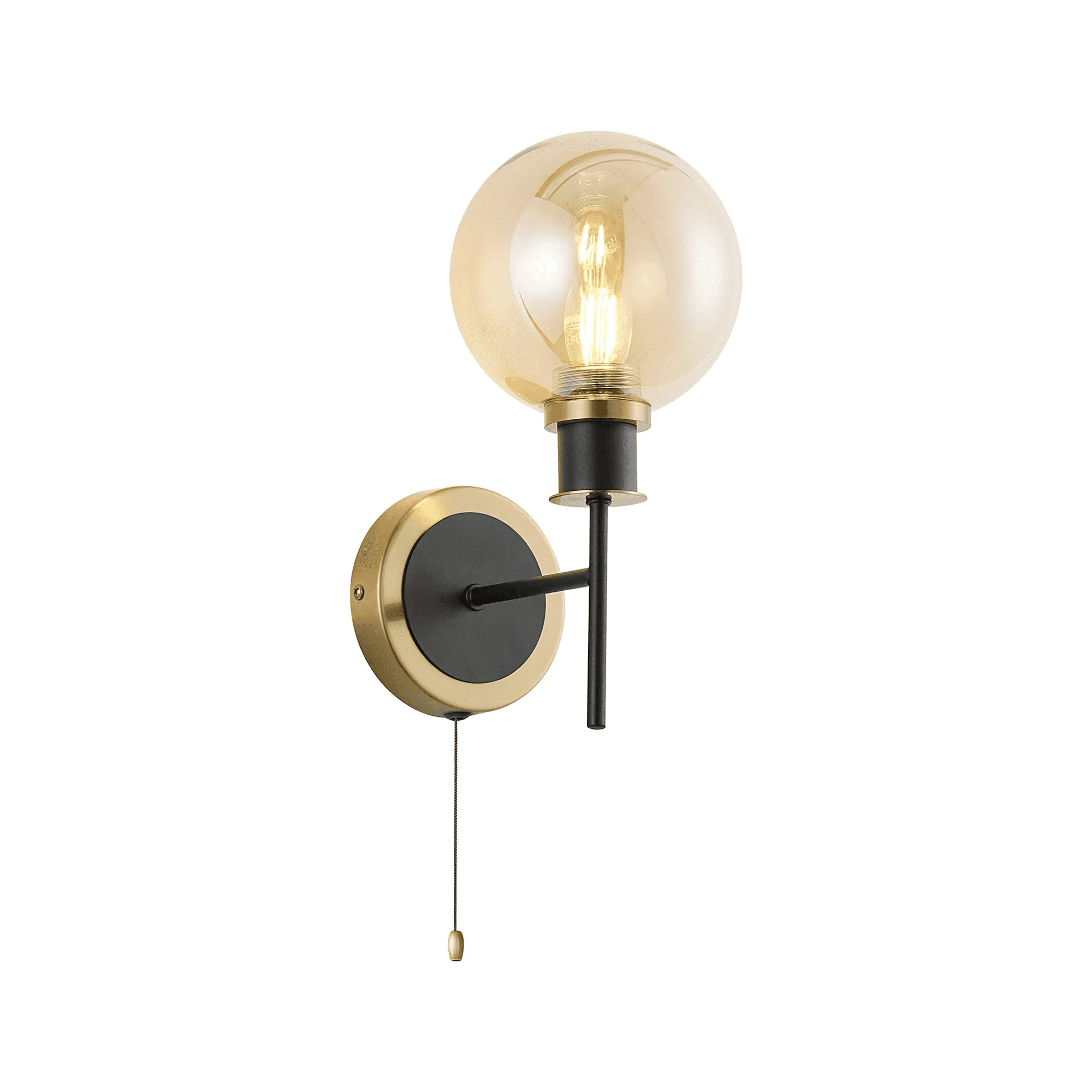 Fabula Devon Switched Bathroom Wall Light IP44 - Brass & Satin Black