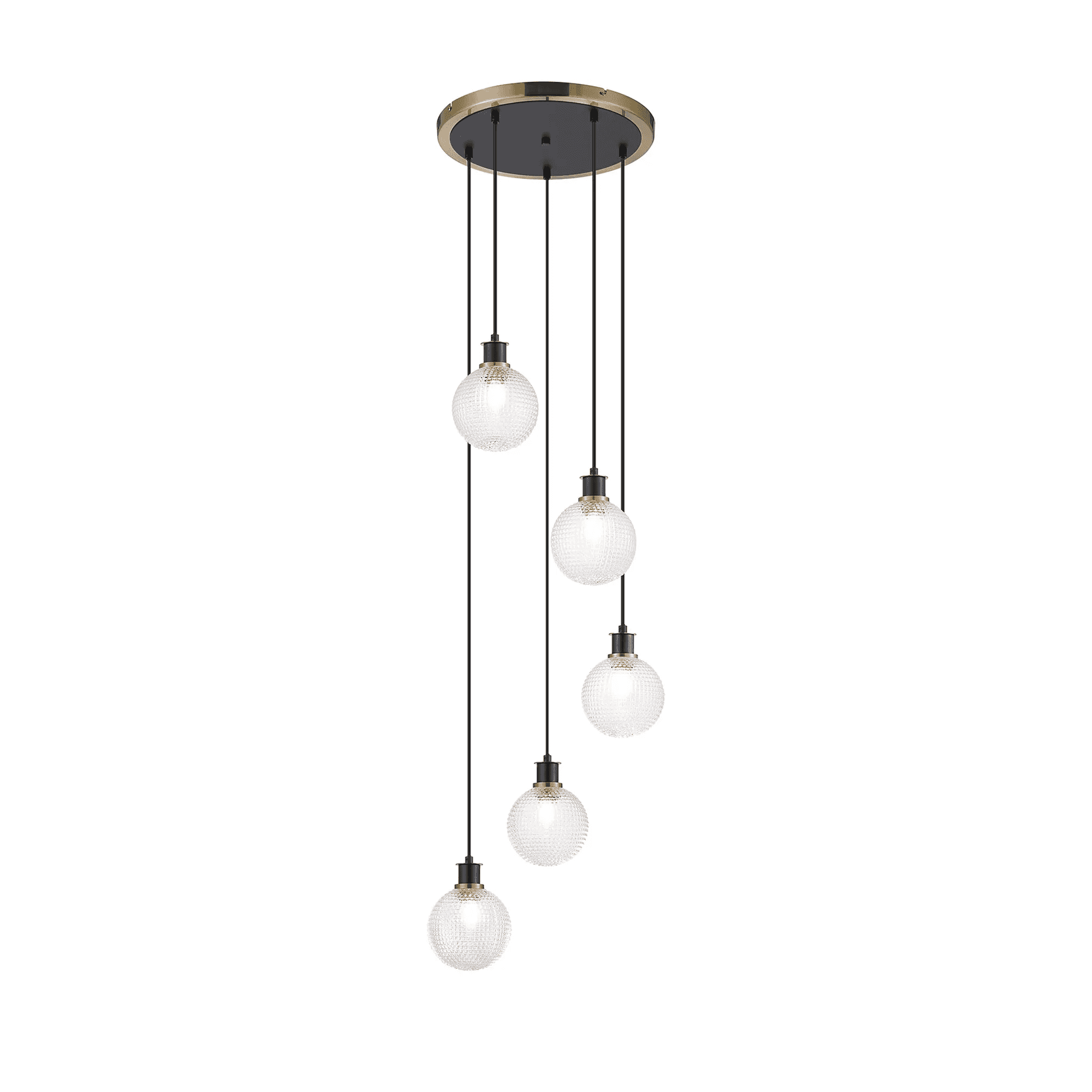 Fabula Devon 5 Light Pendant - Brass & Satin Black