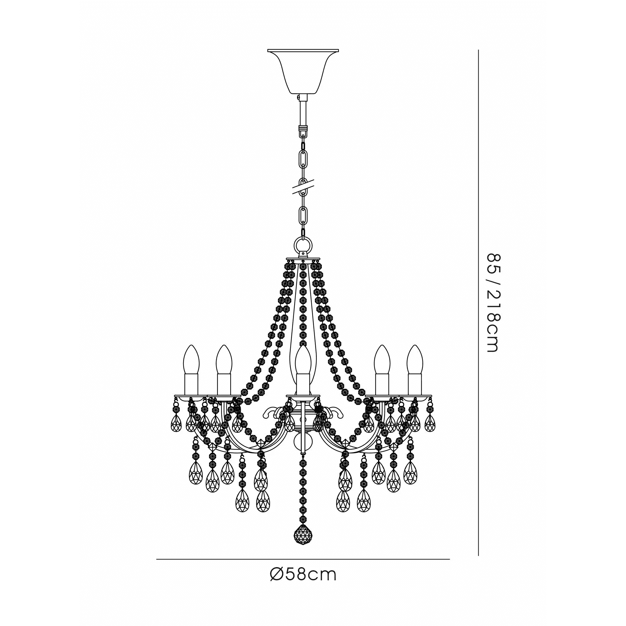 Diyas IL30057 Olivia Pendant Without Shade 8 Light Antique Brass/Crystal