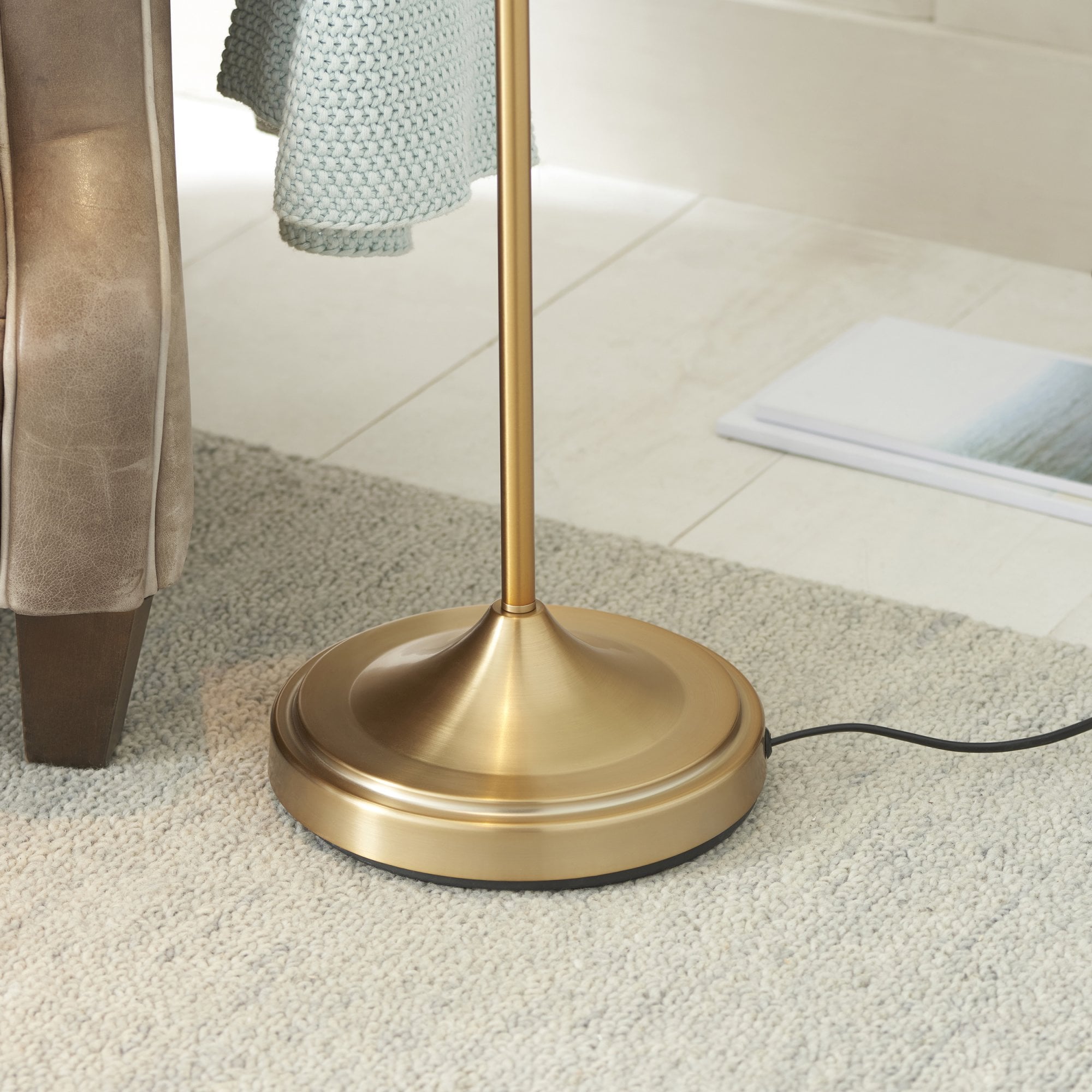Endon Classic Flexi Single Light Floor - Brushed Aged Brass Plate
