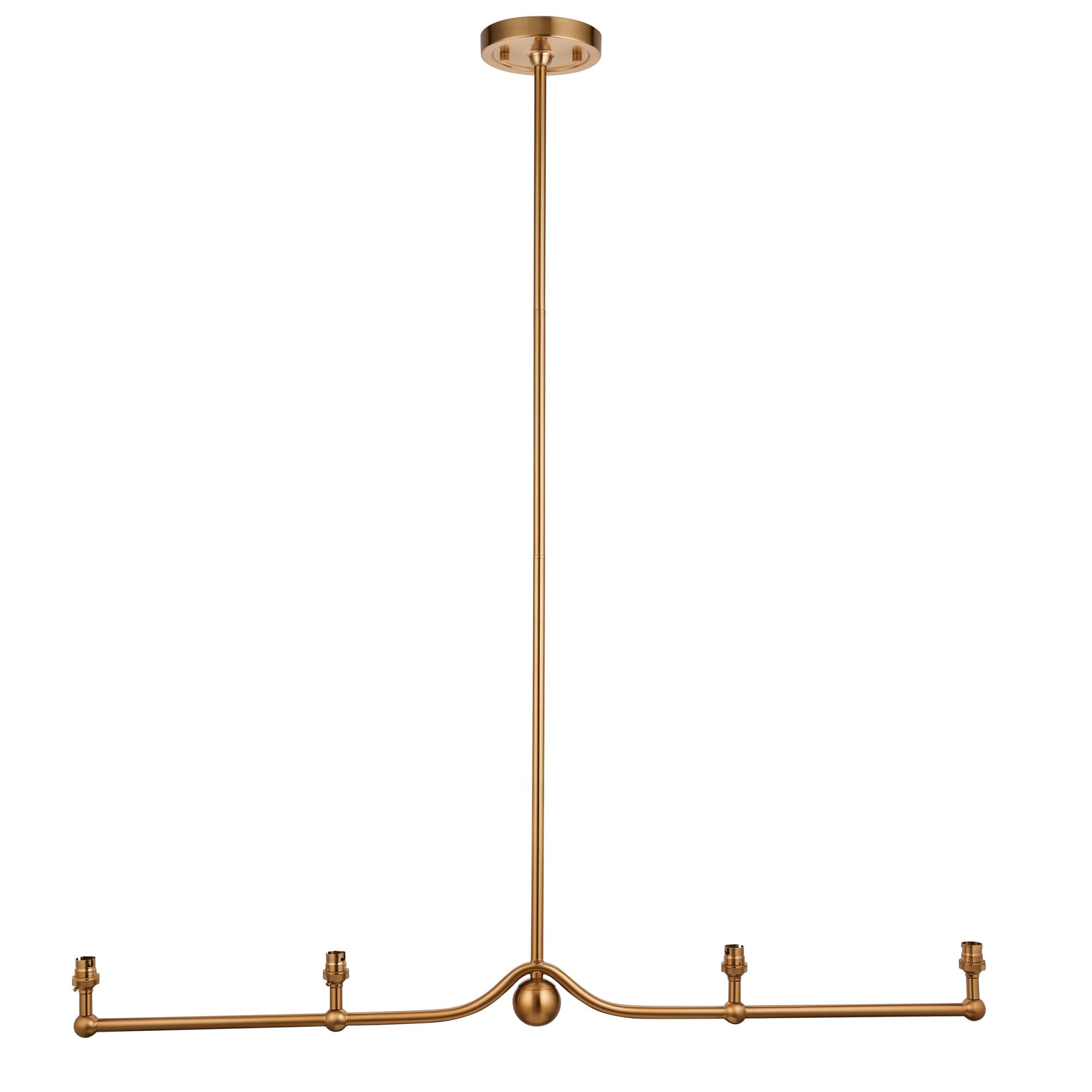 Endon Santiago 4 Light Linear Pendant - Brushed Aged Brass Plate