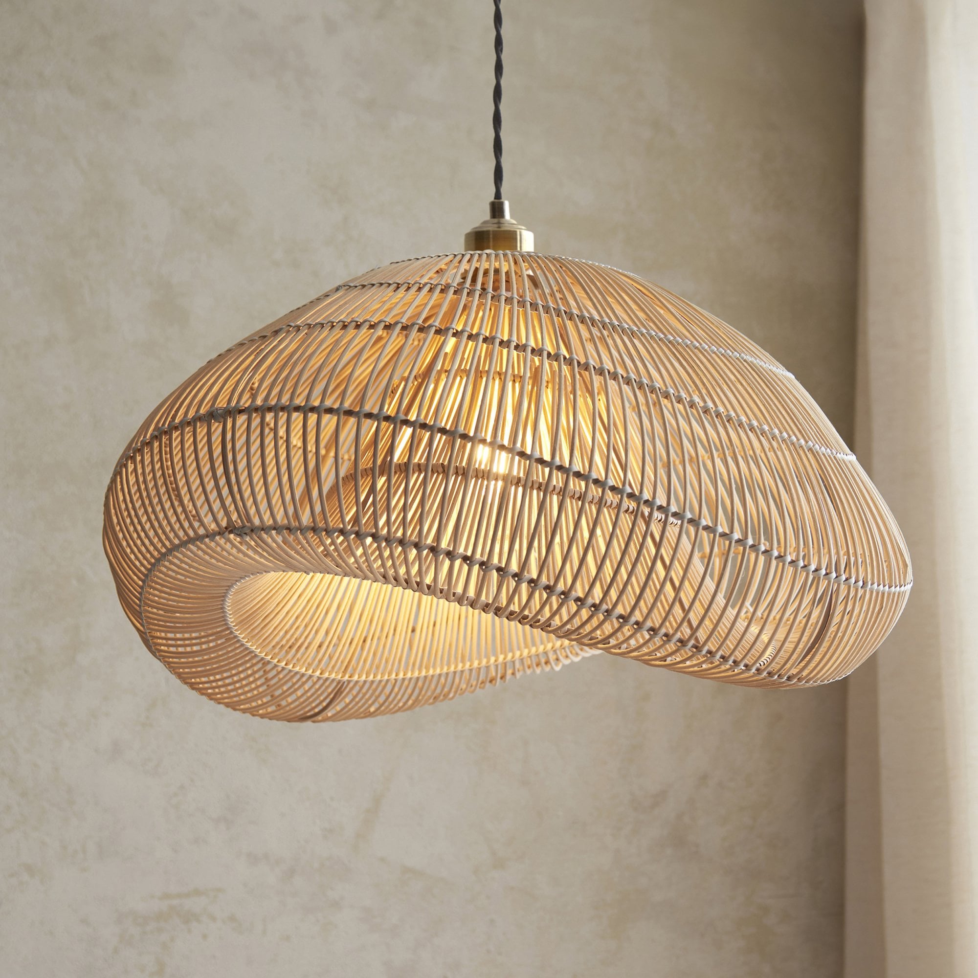Endon Misra Single Light Pendant Easyfit Shade - Natural Rattan