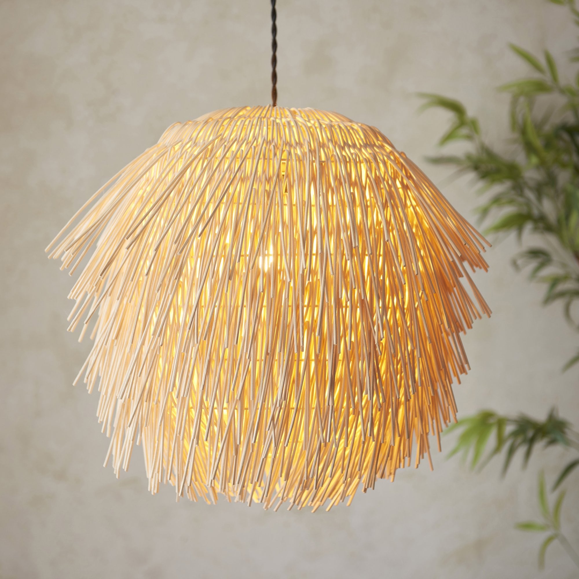 Endon Pushpa Single Light Pendant Easyfit Shade - Natural Rattan