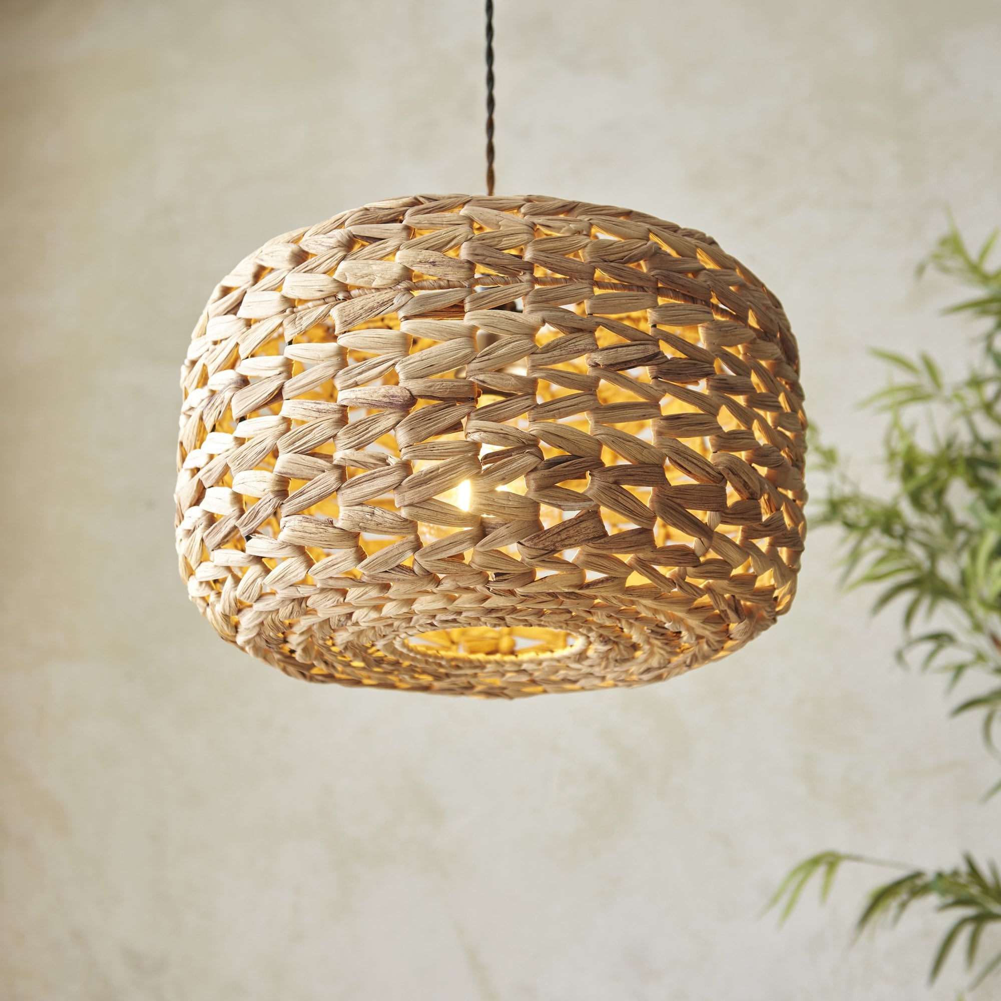 Endon Toca Single Light Pendant Easyfit Shade - Natural Water Hyacinth