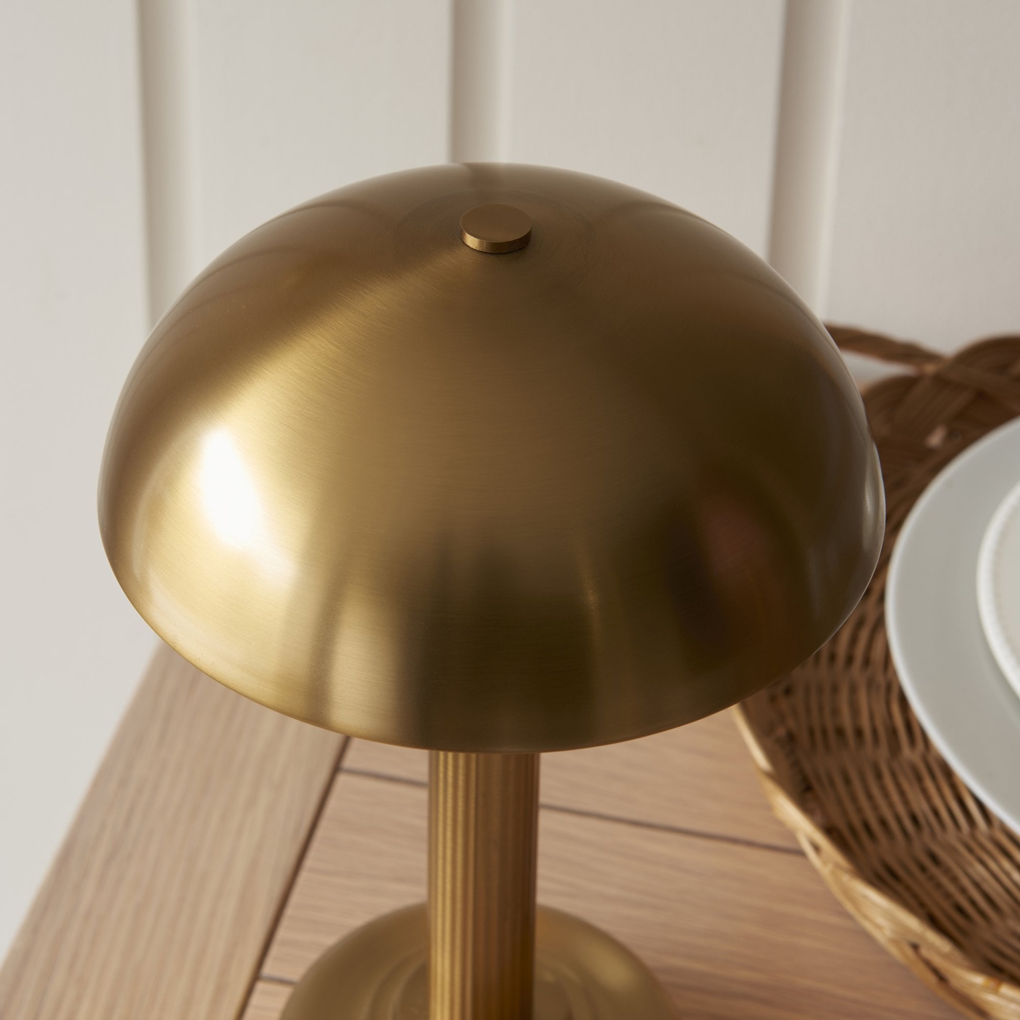Endon Bridport Rechargeable Single Light Table Lamp - Warm Brass Plate