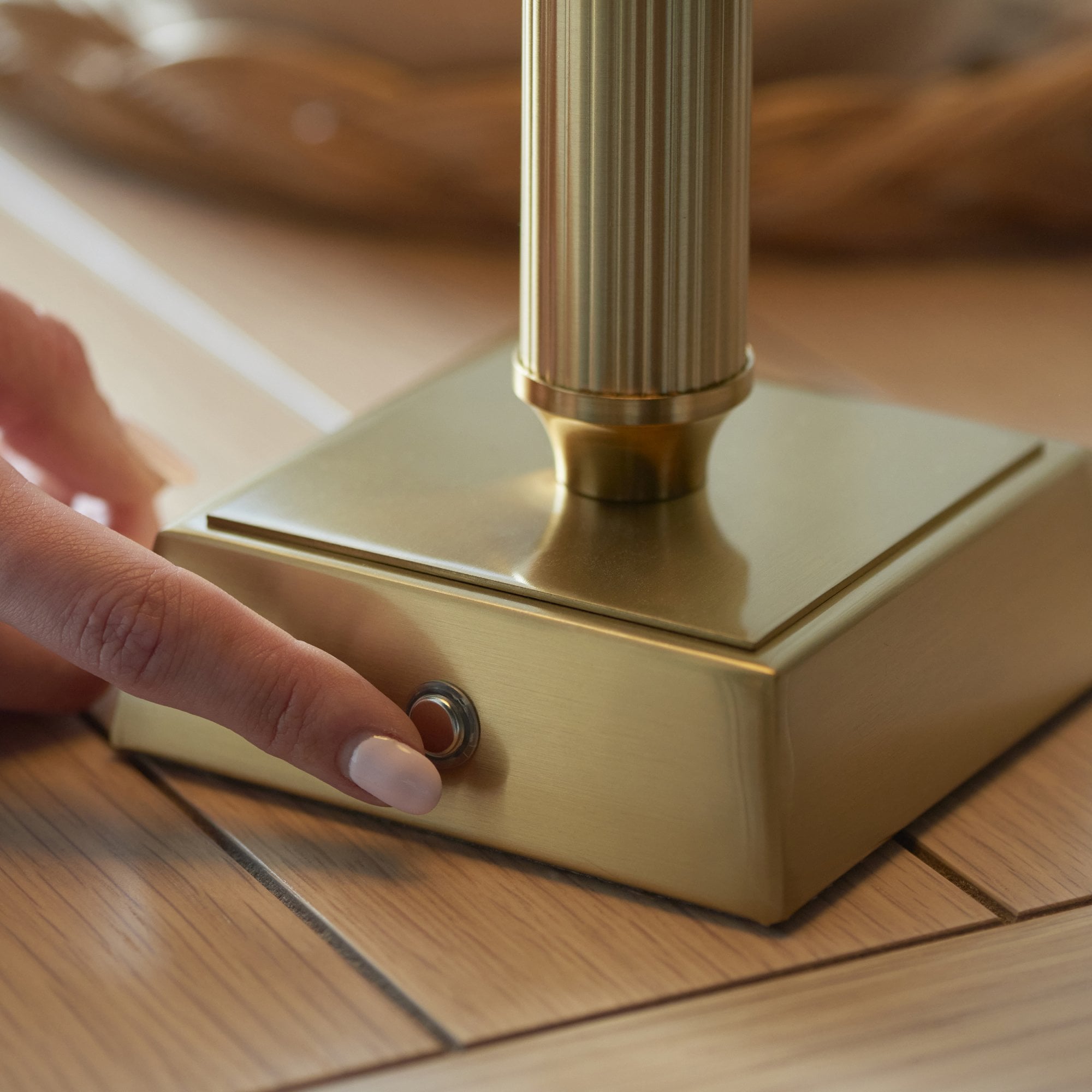 Endon Trobridge Rechargeable Single Light Table Lamp - Brushed Aged Brass Plate