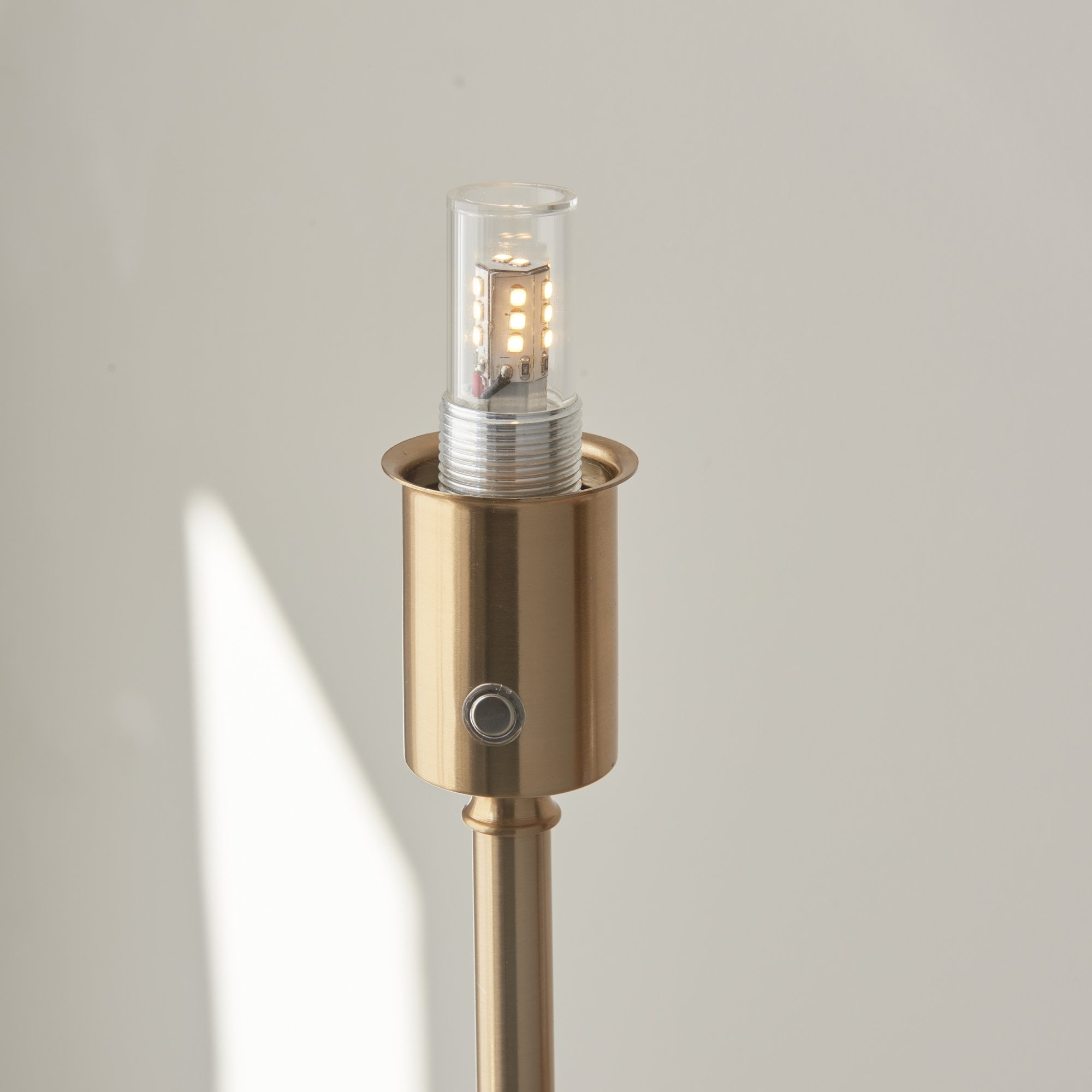 Endon Burley Rechargeable Single Light Floor - Brushed Aged Brass Plate