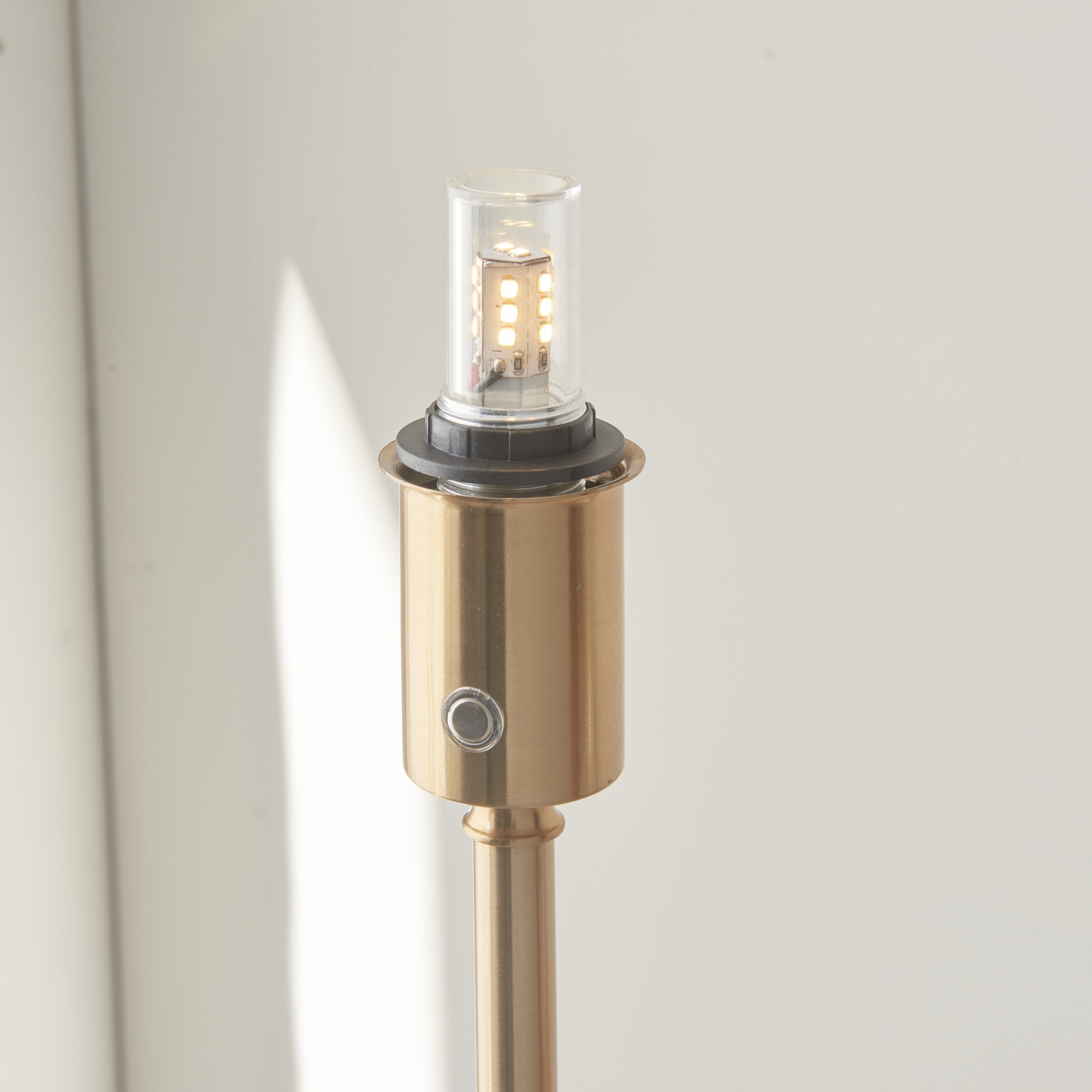 Endon Burley Rechargeable Single Light Floor - Brushed Aged Brass Plate