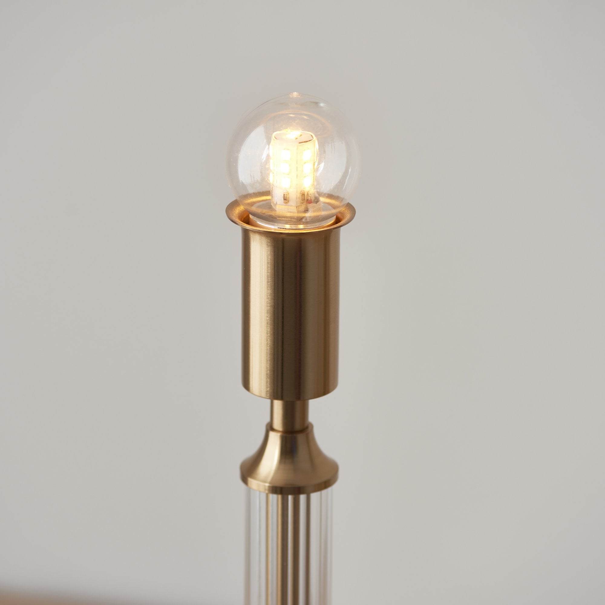 Endon Morton Rechargeable Single Light Table Lamp - Brushed Aged Brass Plate & Clear Acrylic
