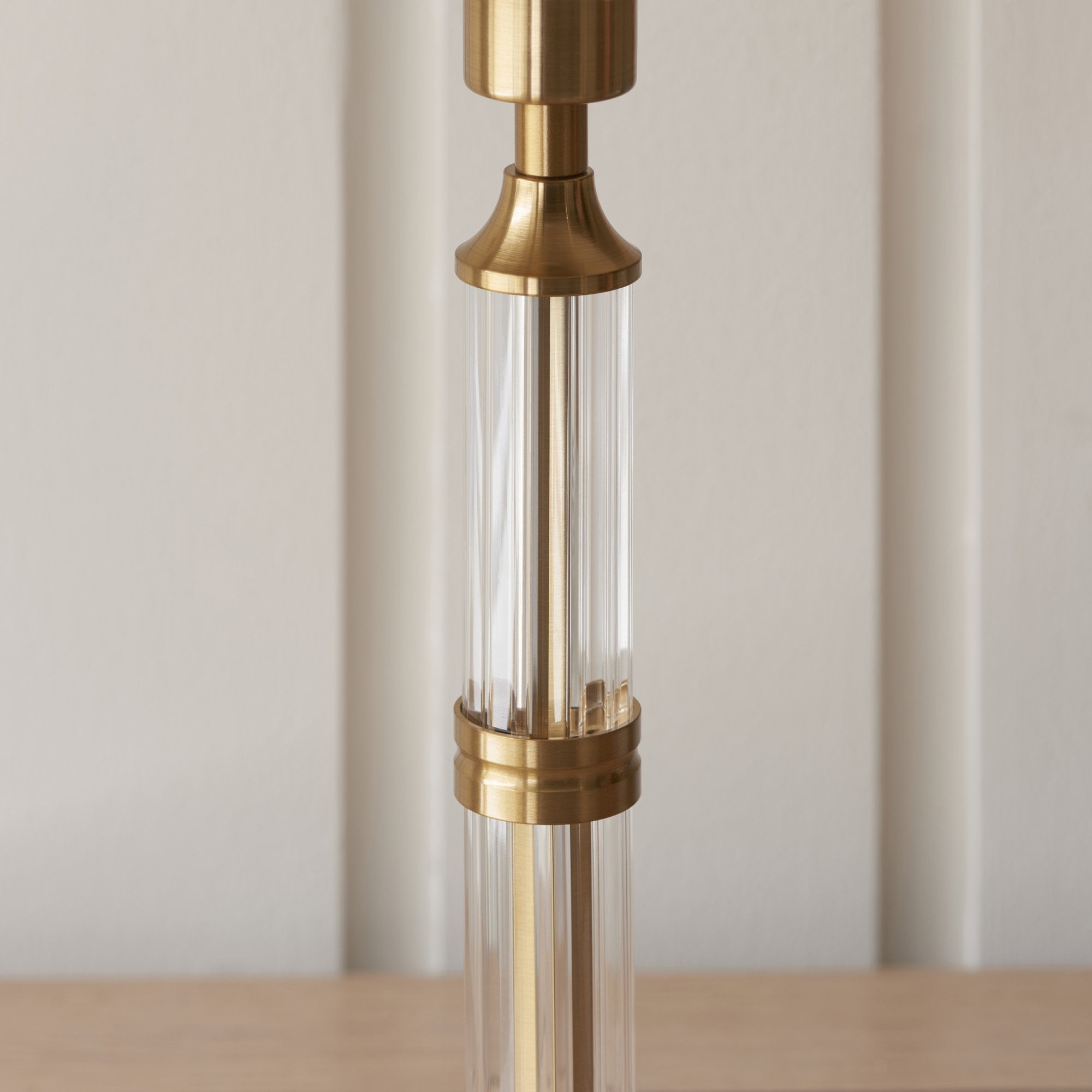 Endon Morton Rechargeable Single Light Table Lamp - Brushed Aged Brass Plate & Clear Acrylic
