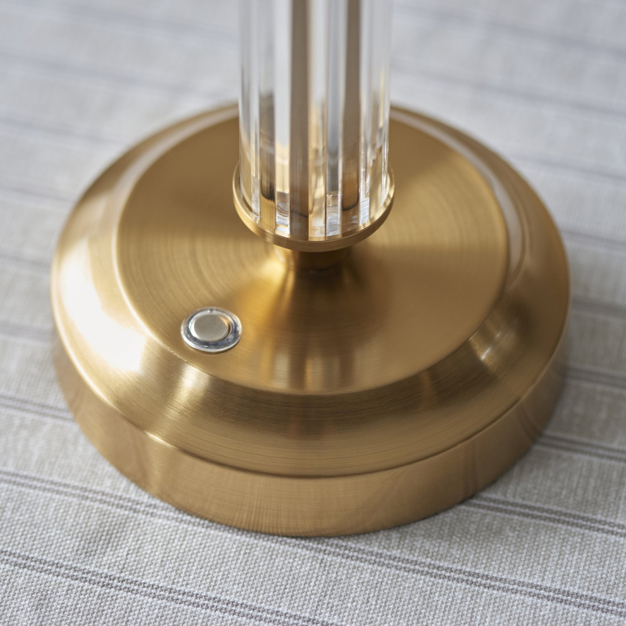 Endon Morton Rechargeable Single Light Table Lamp - Brushed Aged Brass Plate & Clear Acrylic