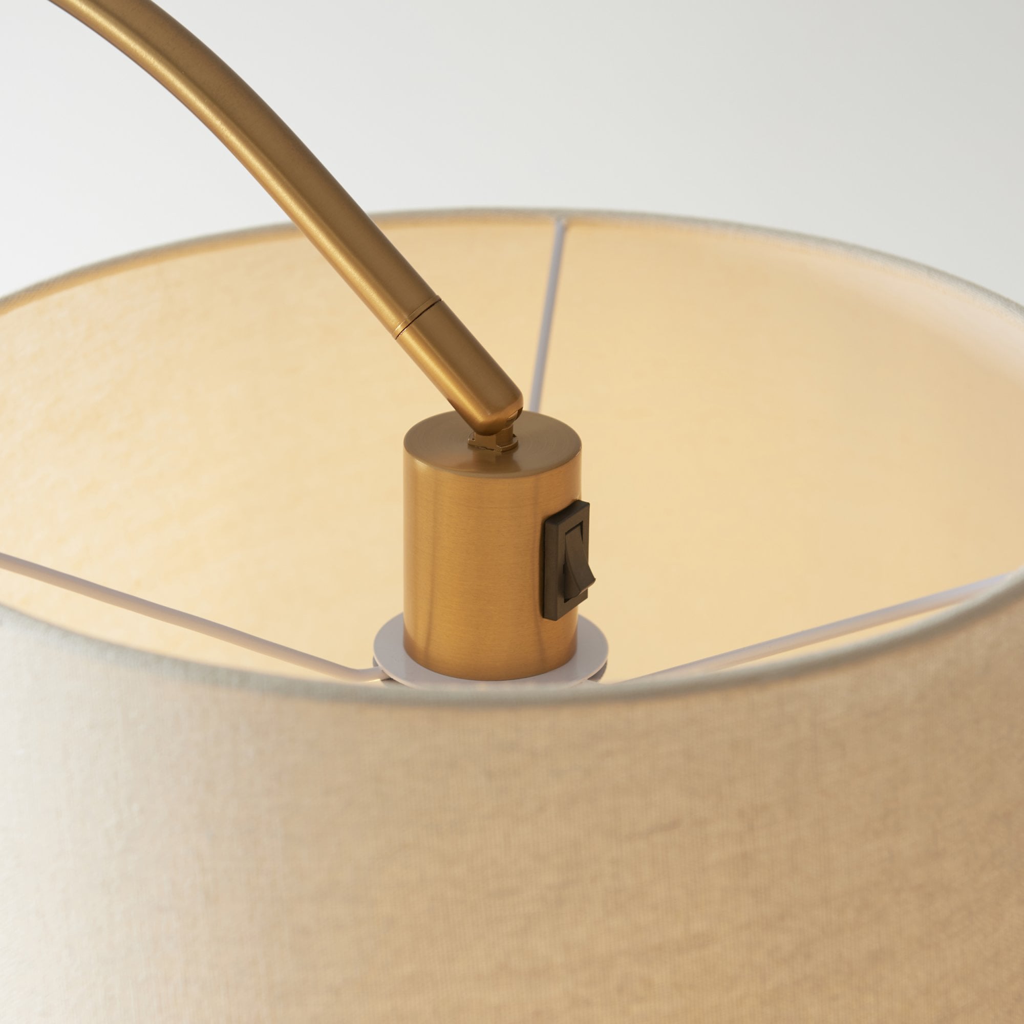 Endon Carlson Single Light Floor - Warm Brass Plate & Natural Fabric