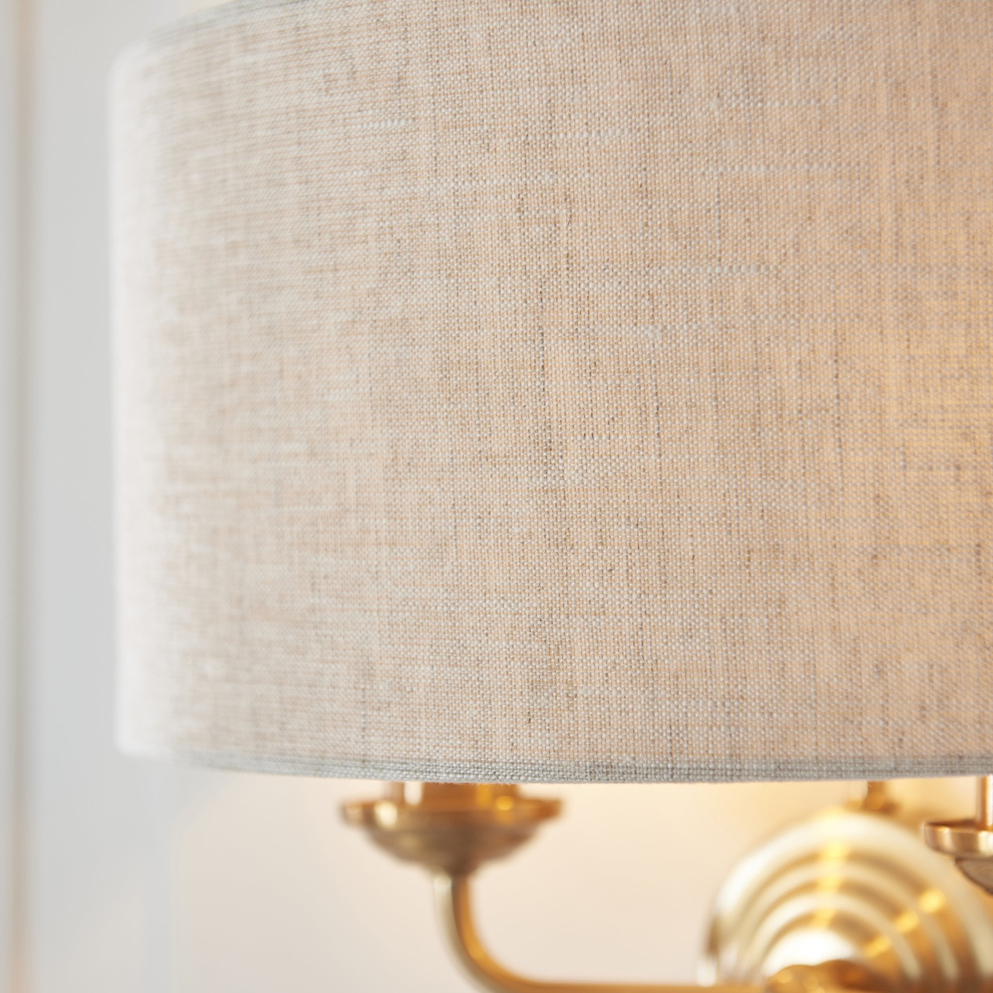 Endon Highclere 2 Light Wall - Vintage Brass & Natural Linen