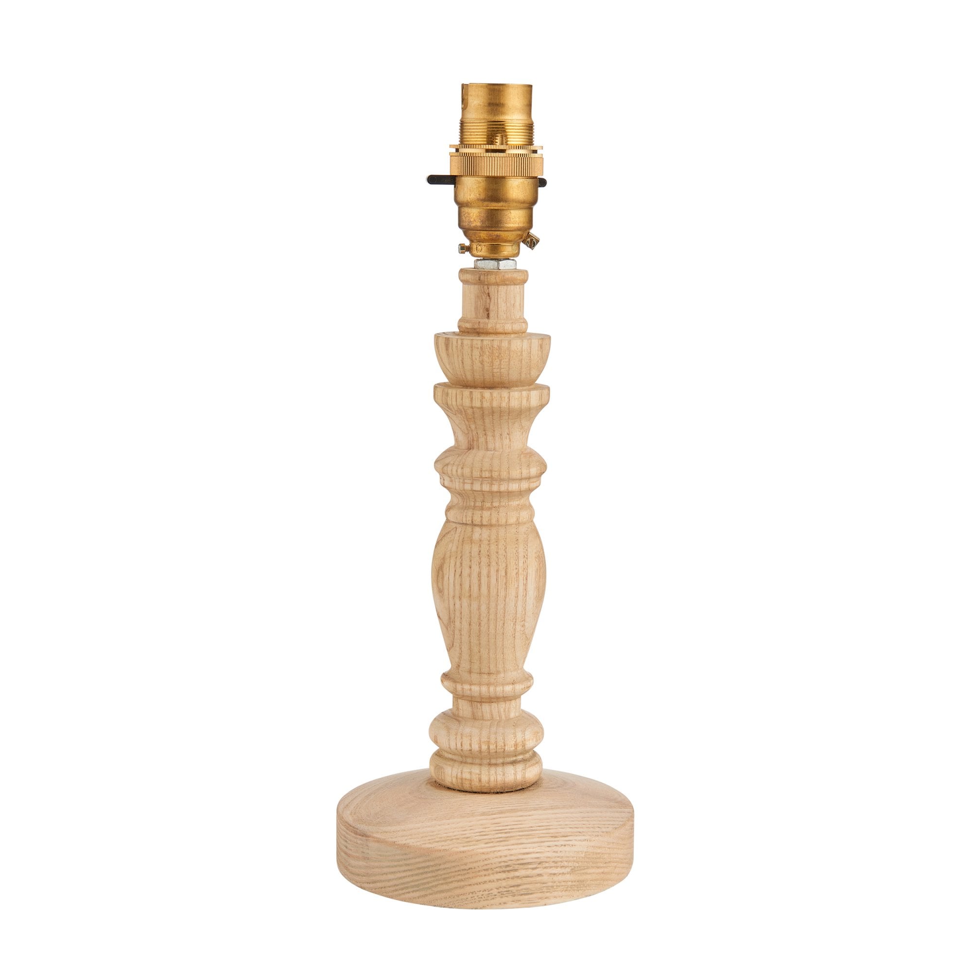 Endon Bibury Single Light Table Lamp - Natural Ash & Brushed Aged Brass Plate