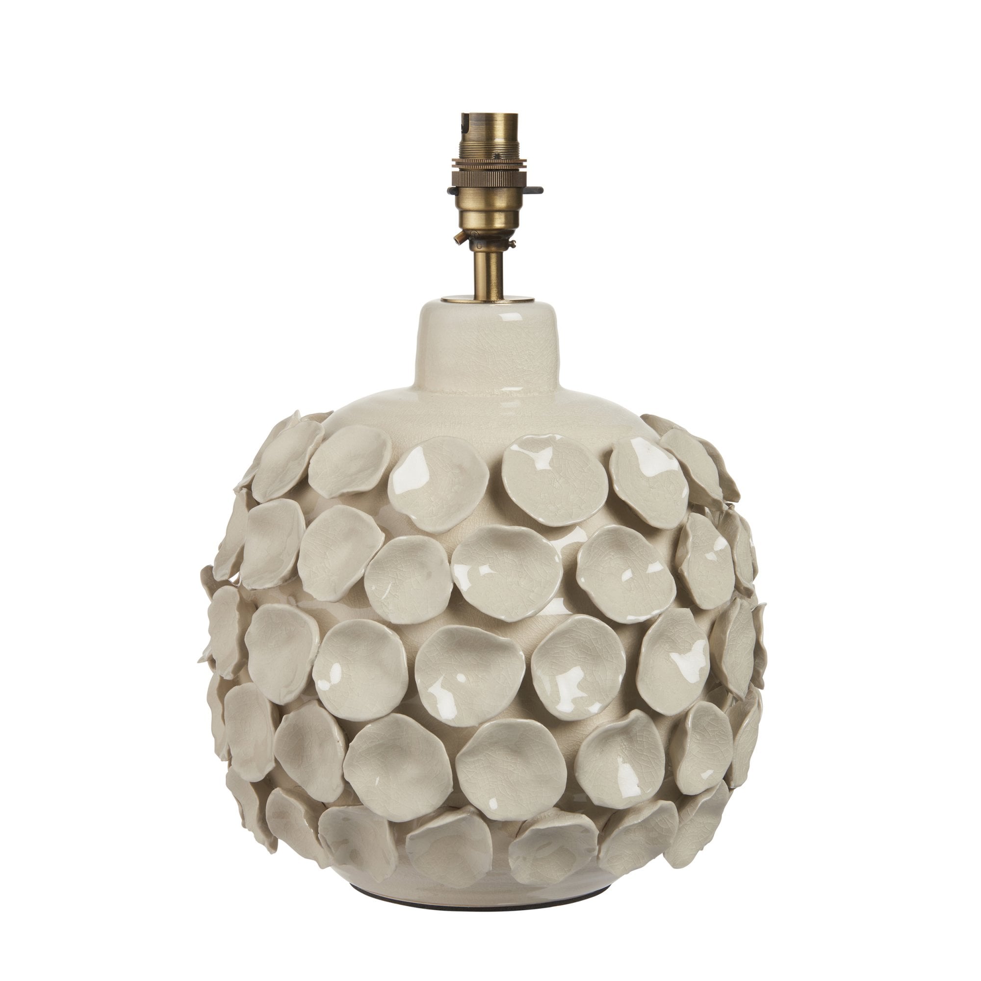 Endon Borello Single Light Table Lamp - Ivory Crackle Glaze & Brushed Aged Brass Plate