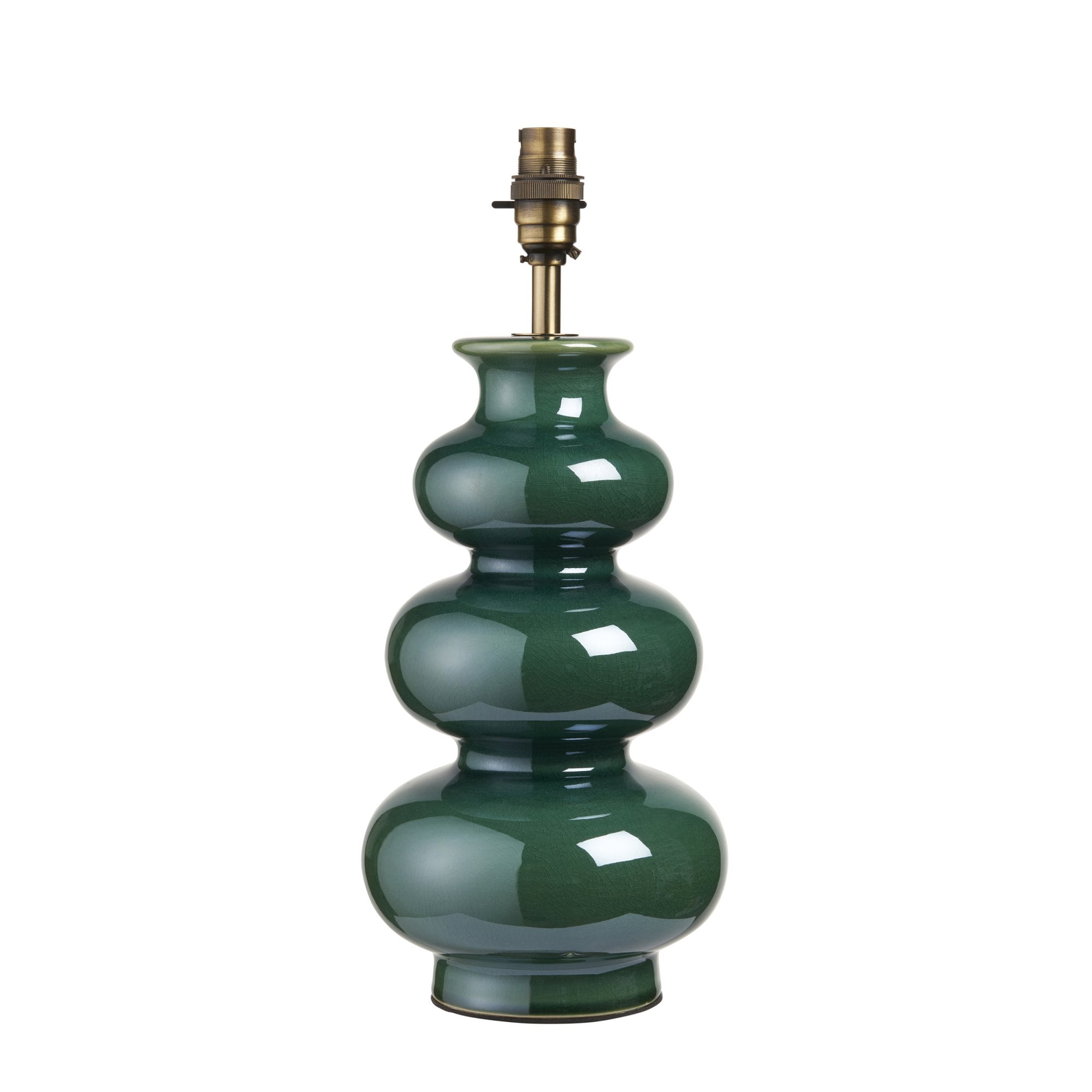 Endon Monroe Single Light Table Lamp - Gloss Green Reactive Glaze & Brushed Aged Brass Plate