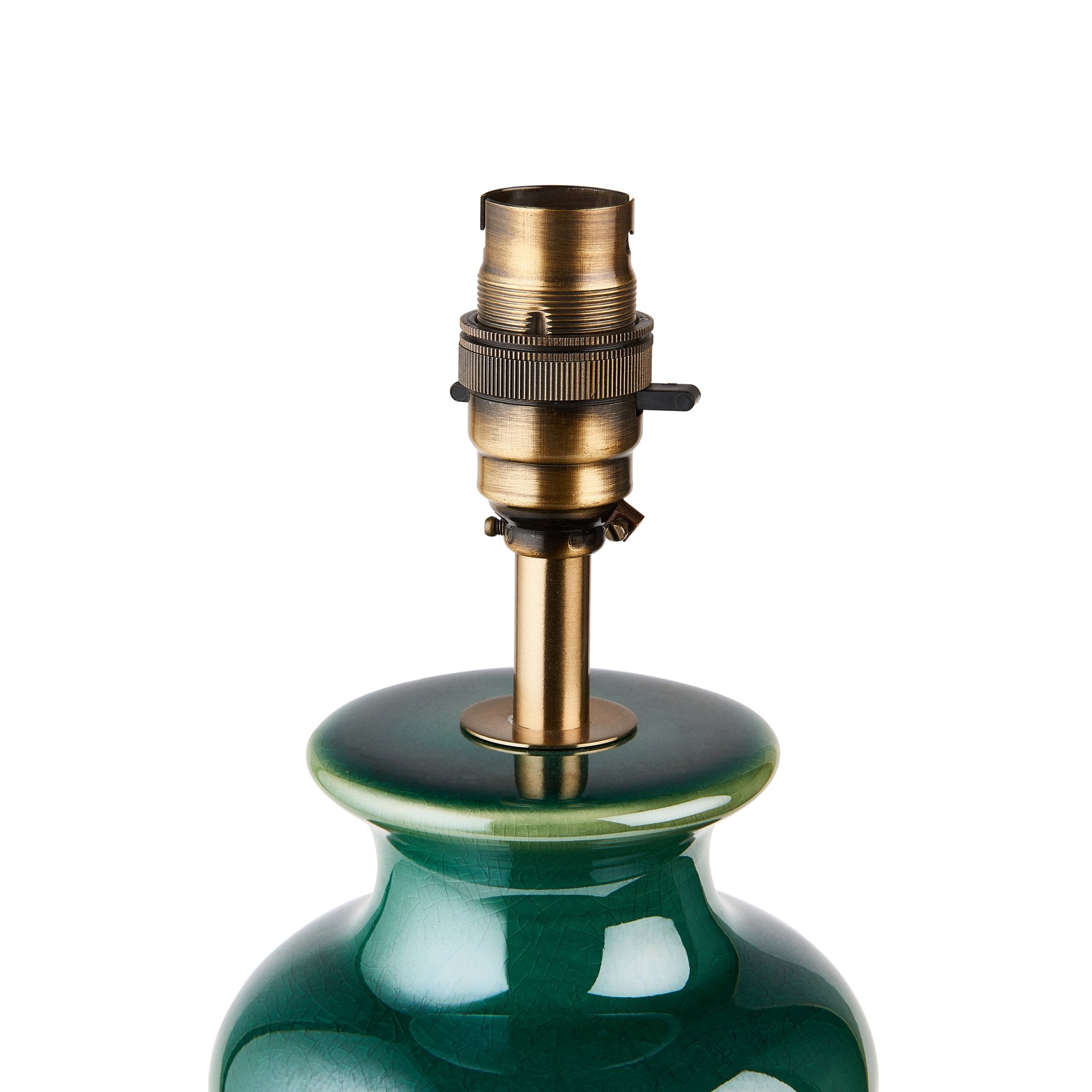 Endon Monroe Single Light Table Lamp - Gloss Green Reactive Glaze & Brushed Aged Brass Plate