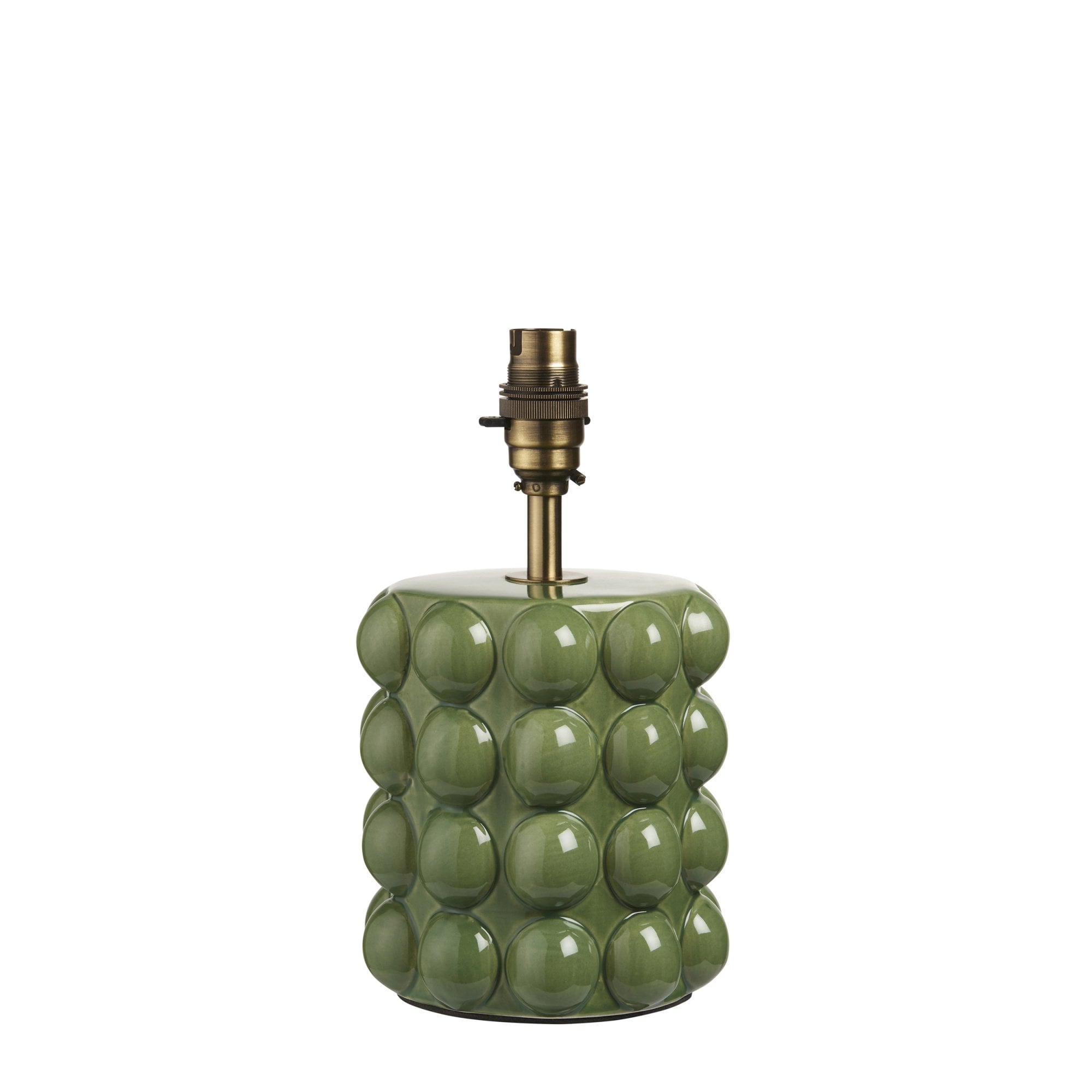 Endon Bobble Single Light Table Lamp - Olive Green Glaze & Brushed Aged Brass Plate