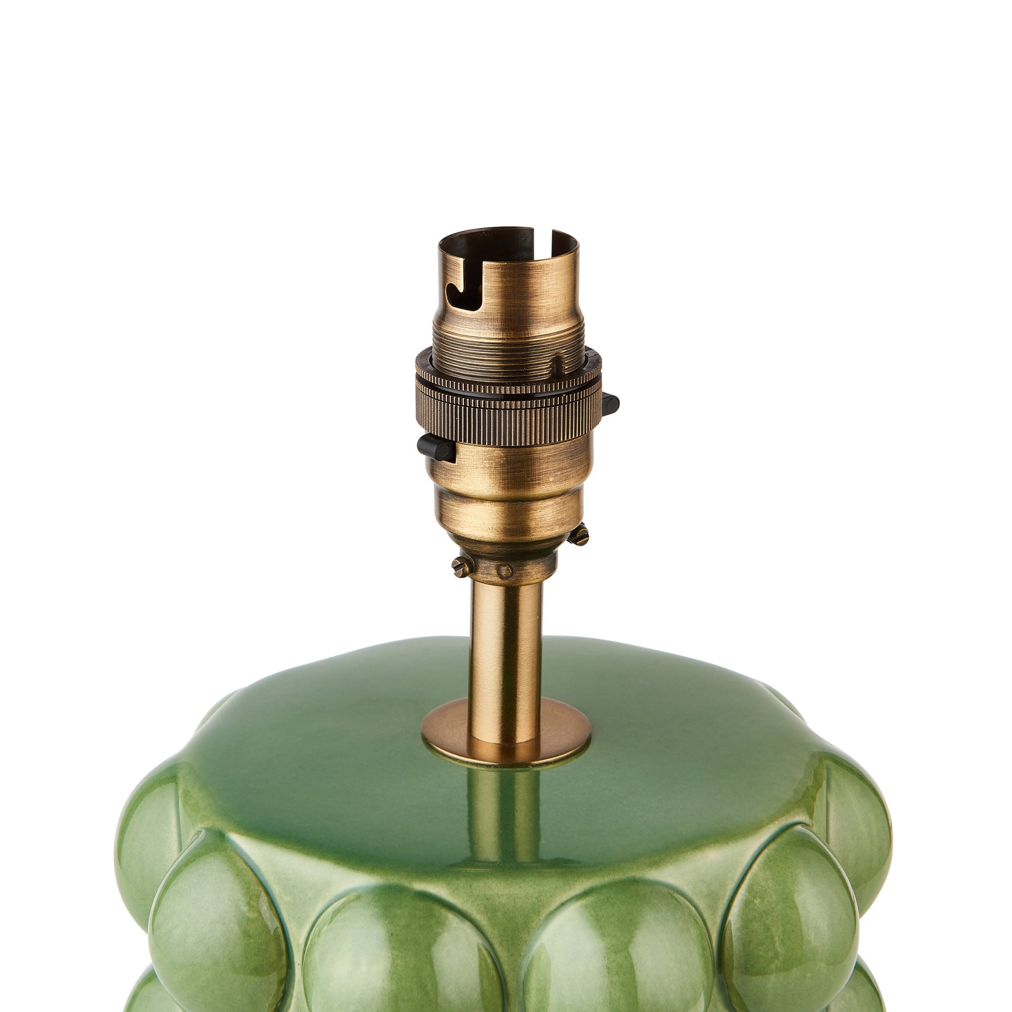 Endon Bobble Single Light Table Lamp - Olive Green Glaze & Brushed Aged Brass Plate