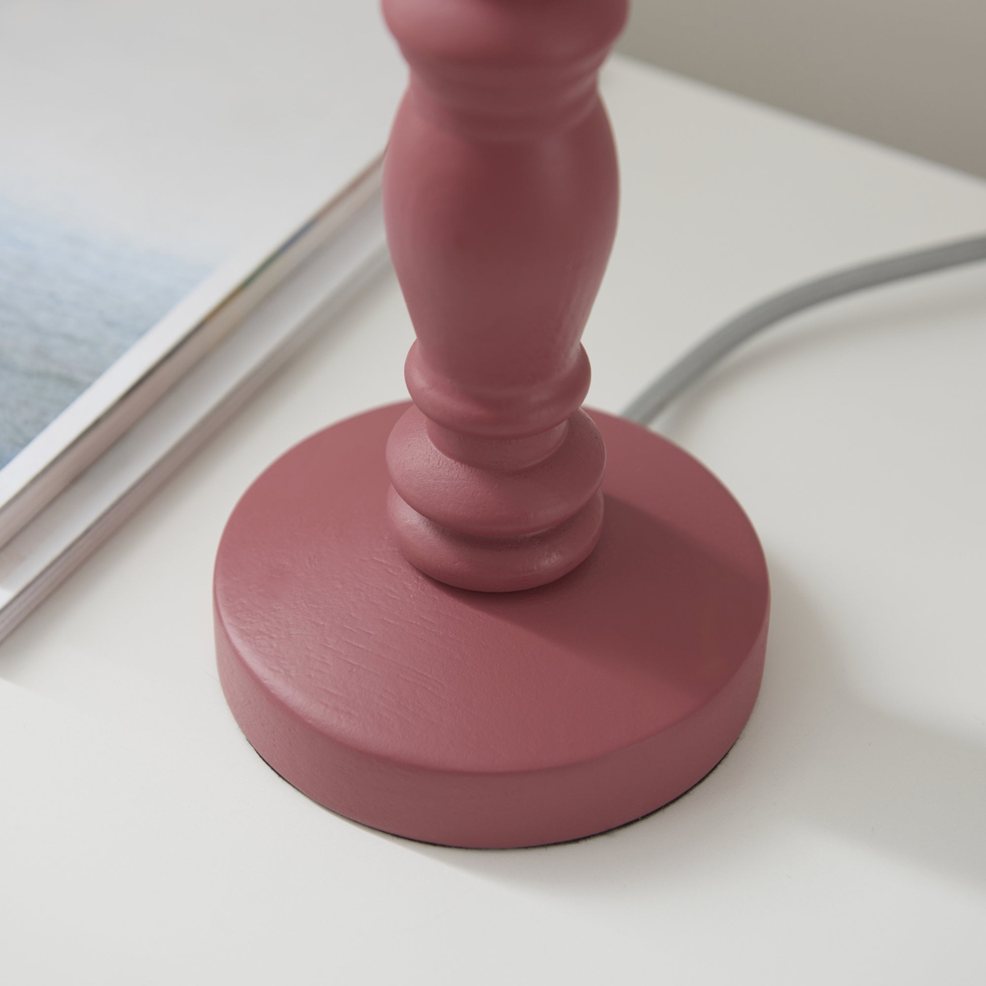 Endon Bibury Single Light Table Lamp - Satin Pink Clay Paint & Brushed Aged Brass Plate